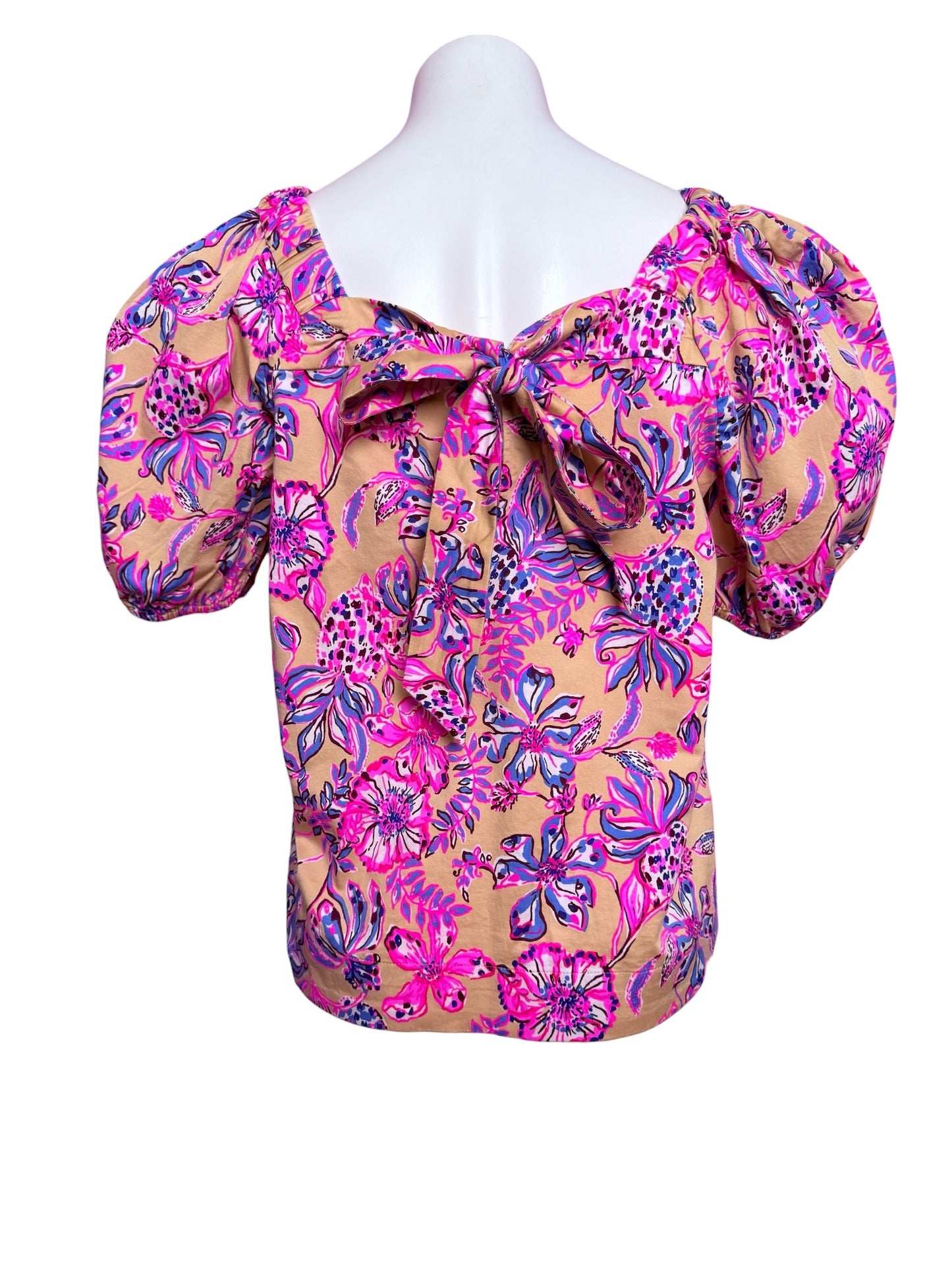 Lilly Pulitzer Torrey Short Sleeve, Sand Bar- Tropical With A Twist Size 8