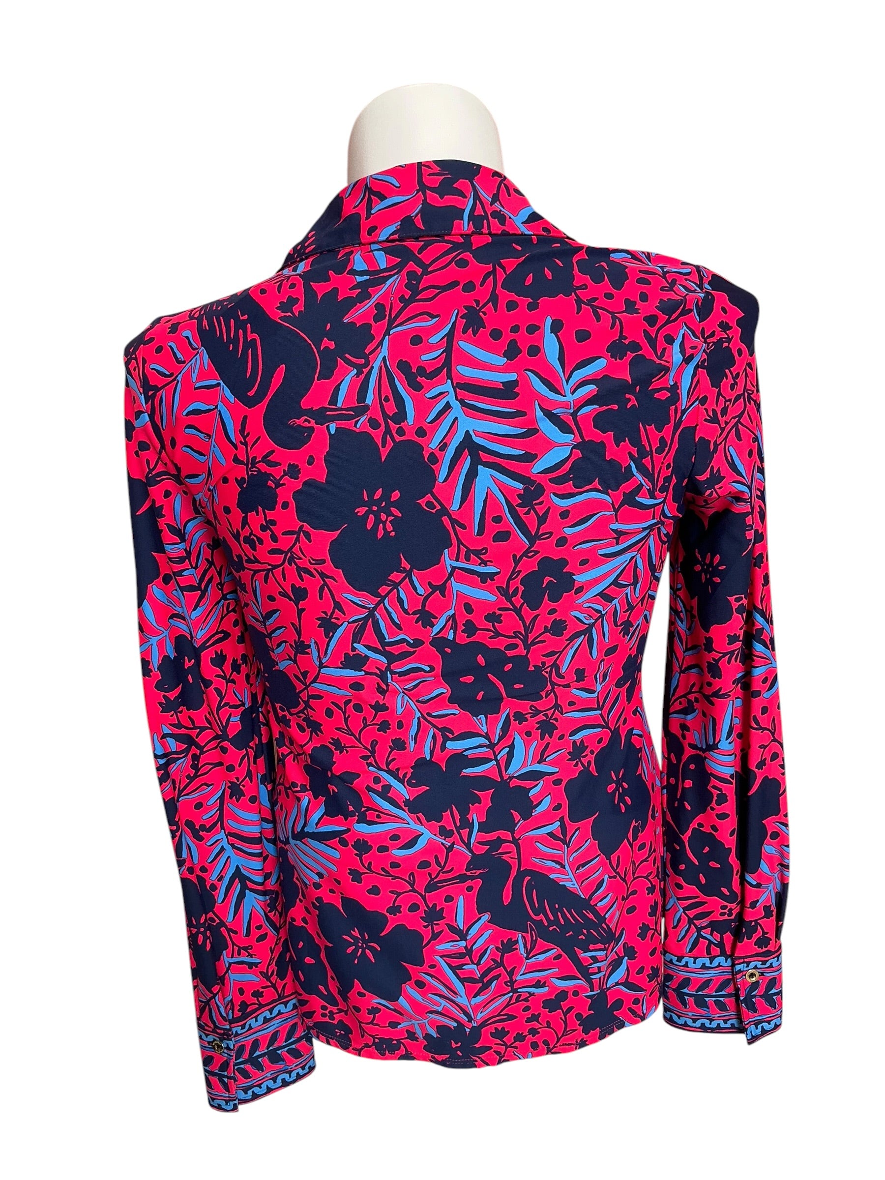 Lilly Pulitzer Marlena Button Down Top Ruby Red Heron My Own - Size M