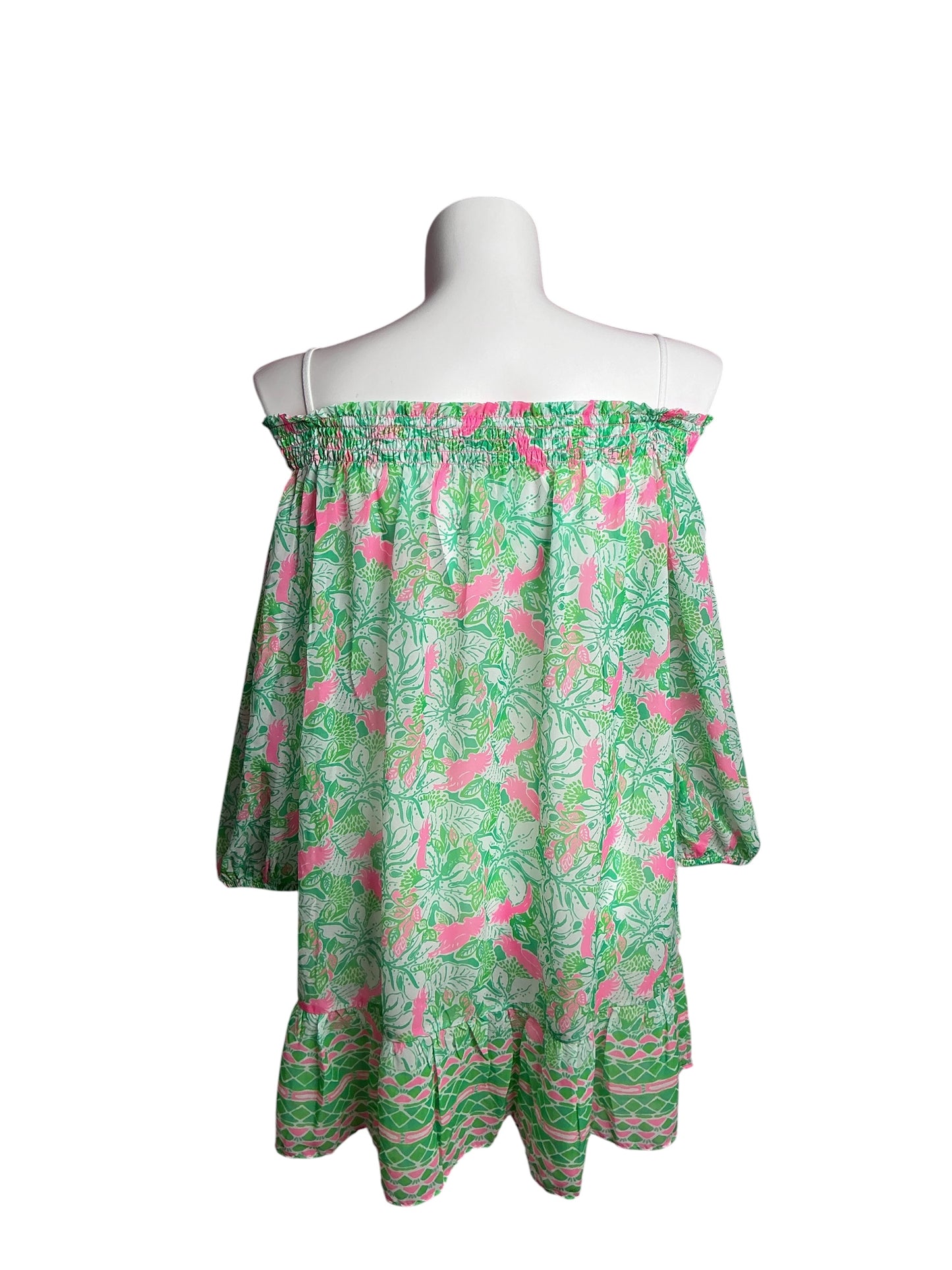 Lilly Pulitzer- Maribeth Pff-The-Shoulder Cover-Up Botanical Green Just Wing It Size L