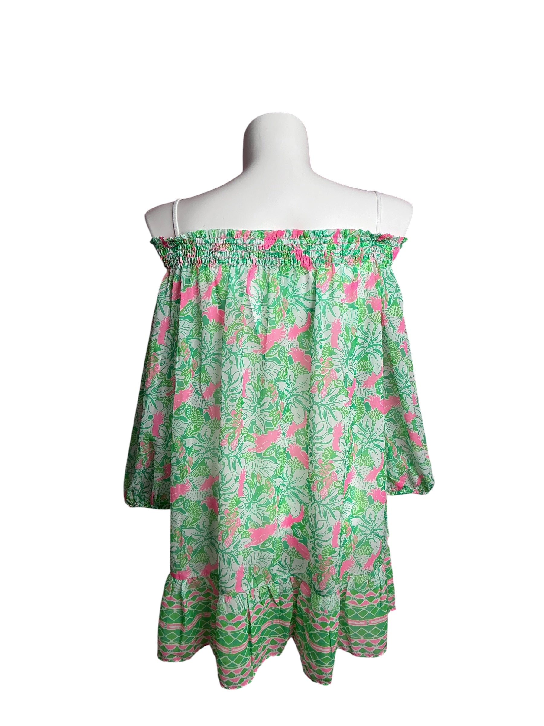 Lilly Pulitzer- Maribeth Pff-The-Shoulder Cover-Up Botanical Green Just Wing It Size L