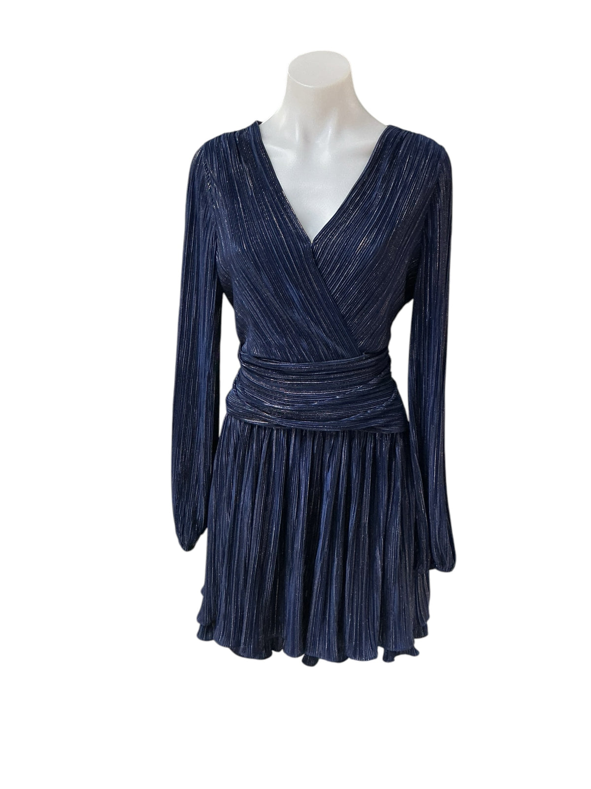 Lilly Pulitzer NWT Jessamine Long Sleeve Dress Low Tide Navy Foil Printed Crinkle Woven - Size 6