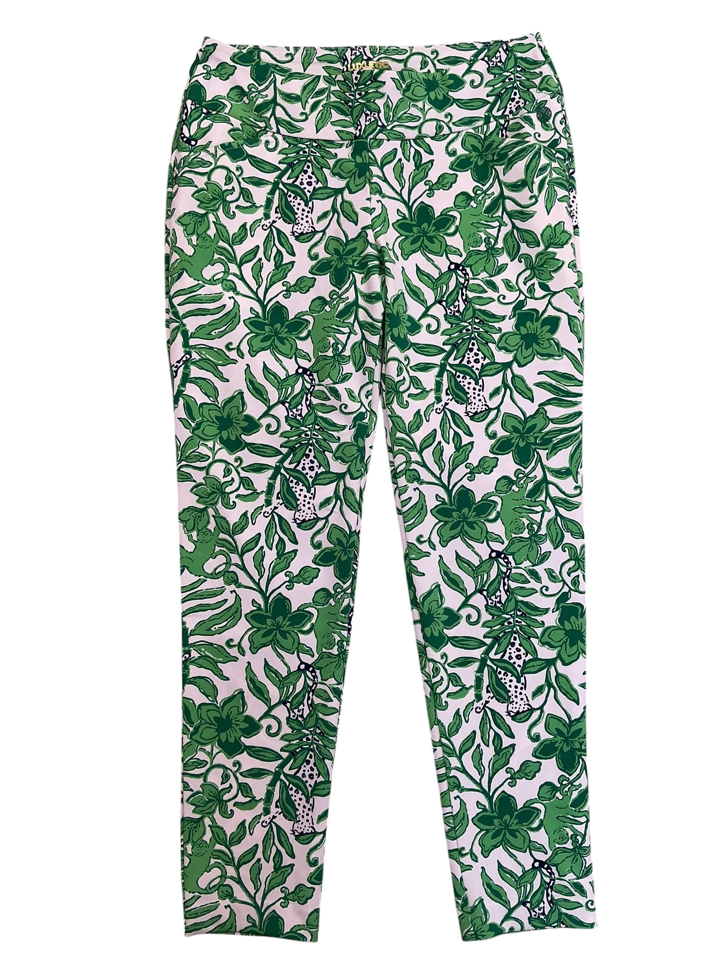 Lilly Pulitzer Luxletic Corso Pants Fiddle Leaf Green Lil Escape Plan - Size 8