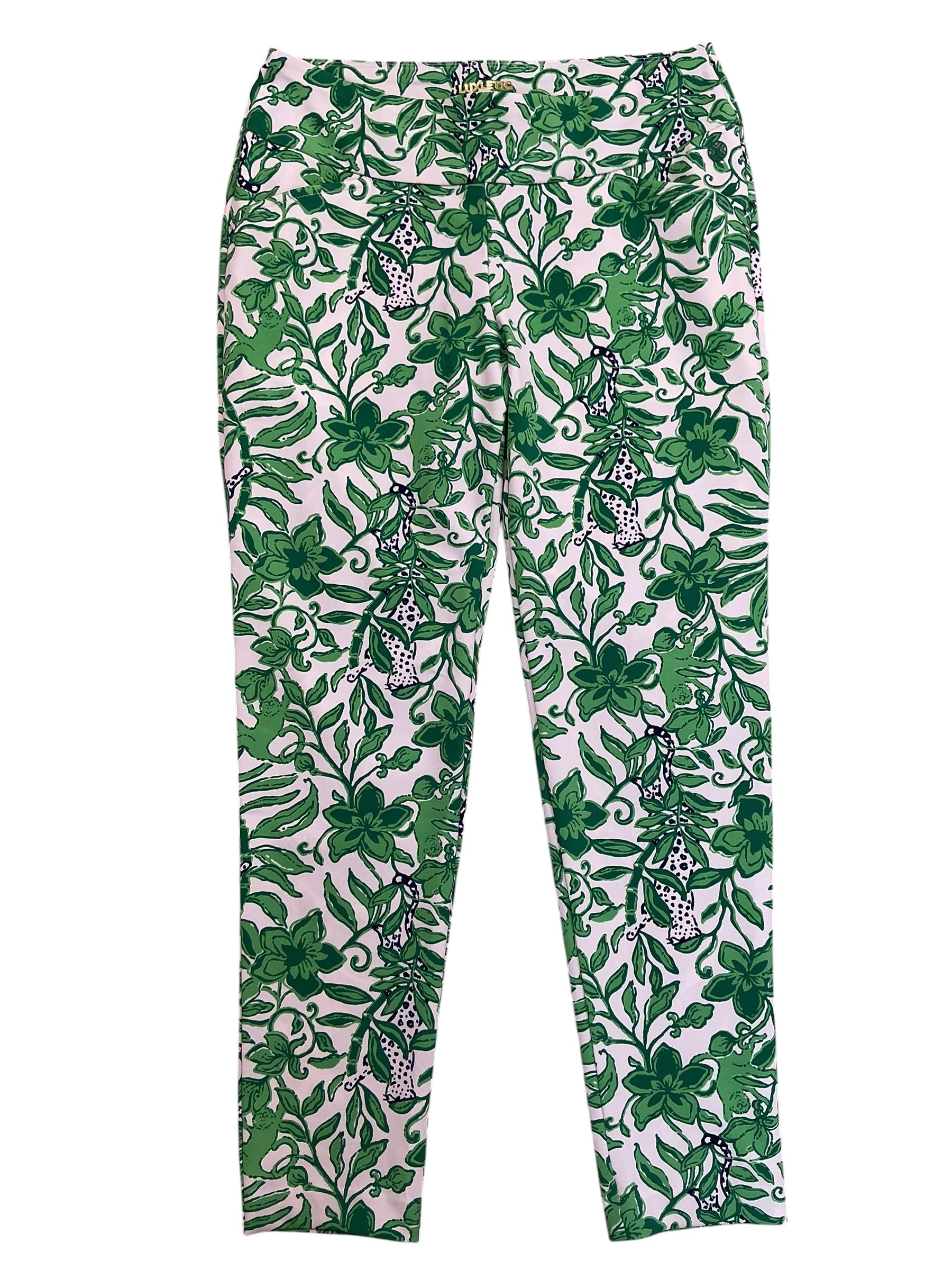 Lilly Pulitzer Luxletic Corso Pants Fiddle Leaf Green Lil Escape Plan - Size 8