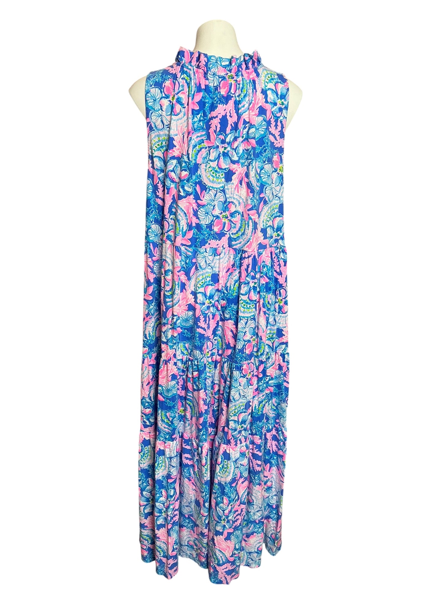 Lilly Pulitzer Malone Maxi Dress Blue Tang Sitting Seaside - Size XXL