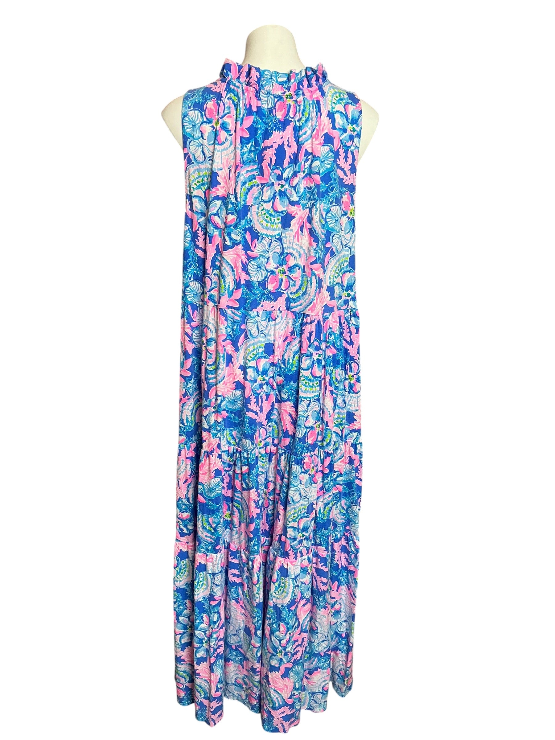Lilly Pulitzer Malone Maxi Dress Blue Tang Sitting Seaside - Size XXL