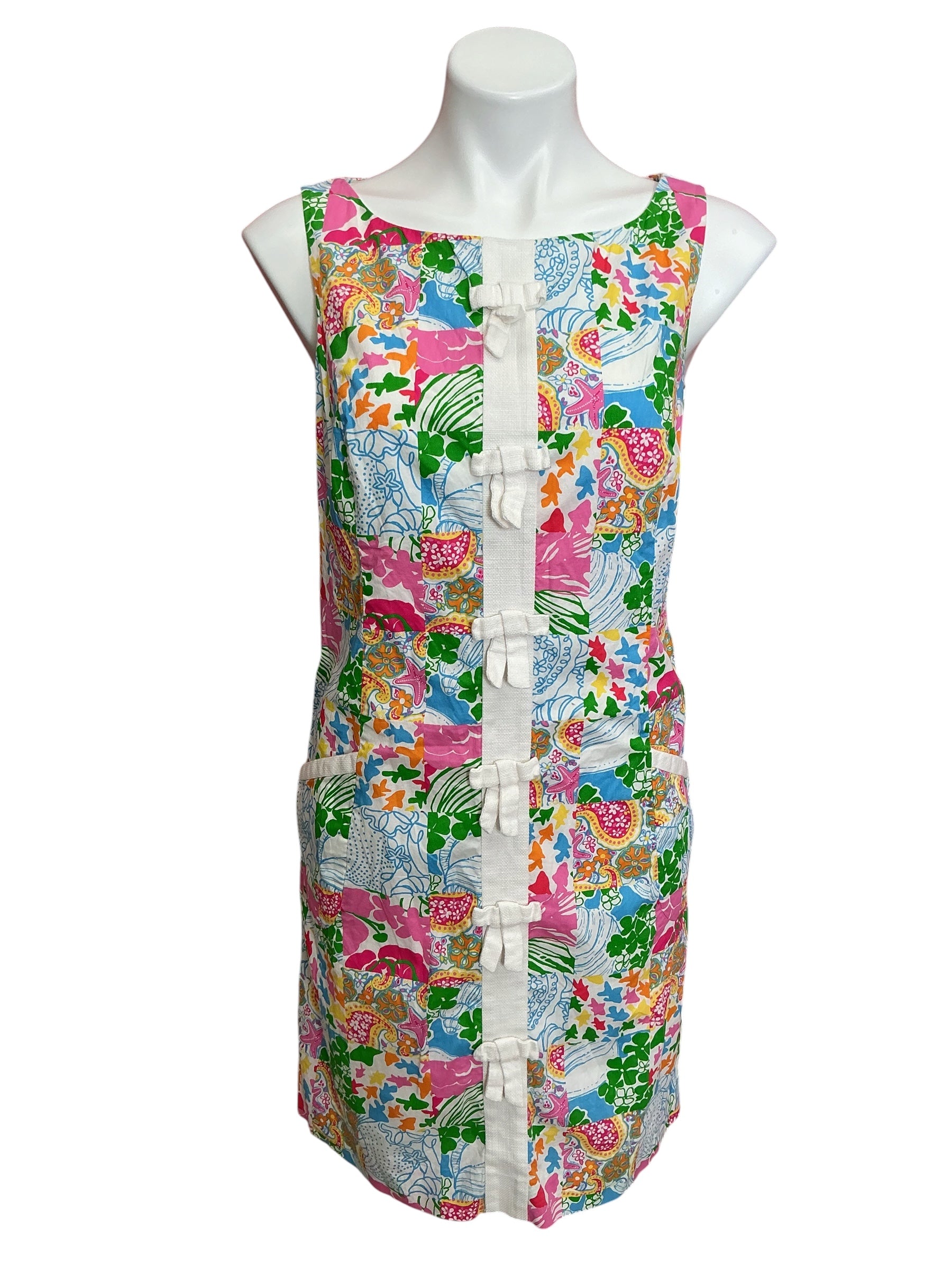 Lilly Pulitzer Sleeveless Shift Dress Multi Crazy Quilt - Size 4