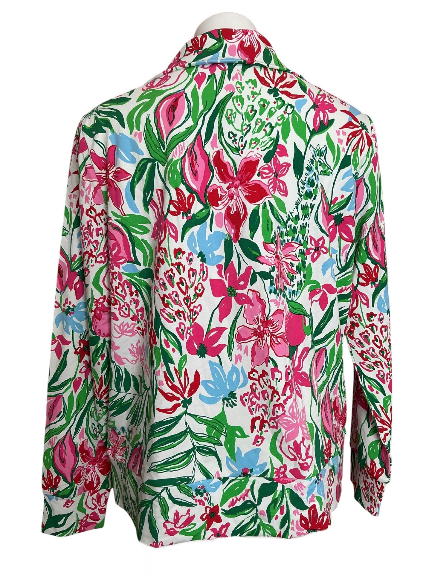 Lilly Pulitzer NWT Eleni Zip Up UPF 50+ Multi Glowing Gardens - Size L