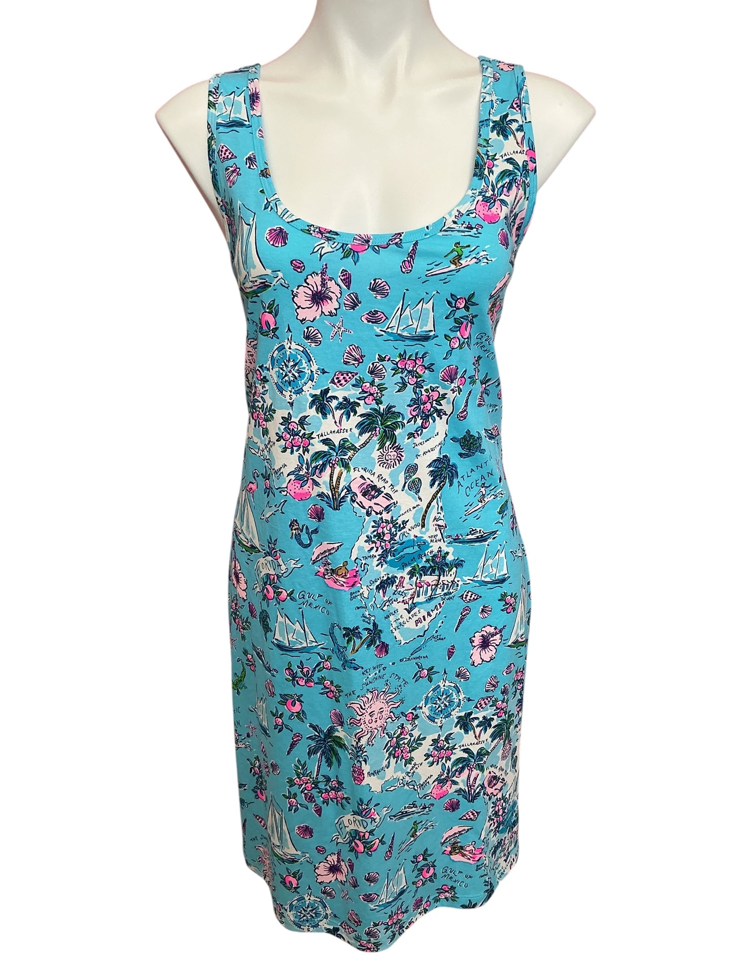 Lilly Pulitzer Newberri Tank Dress Amalfi Blue Lillys Roadtrip - Size L