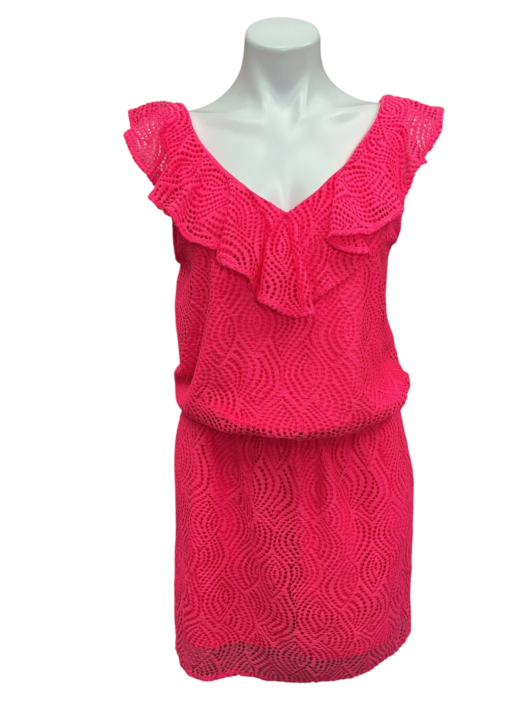 Lilly Pulitzer Alessa Romper Crab Claw Coral Flowing Leaf Lace - Size M