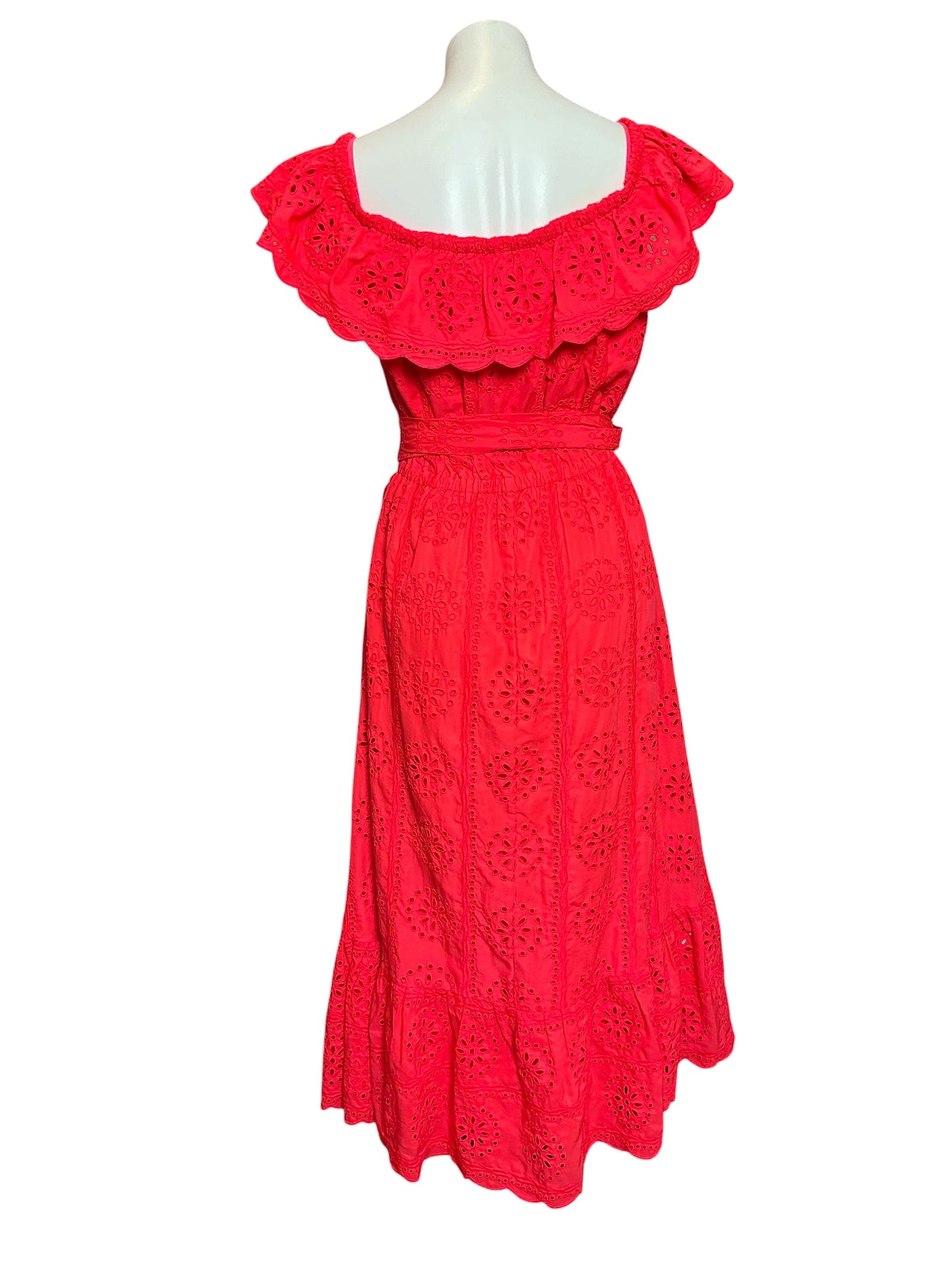 Lilly Pulitzer Liabella Off Shoulder Midi Dress Spicy Coral Sunnyside Eyelet - Size XL