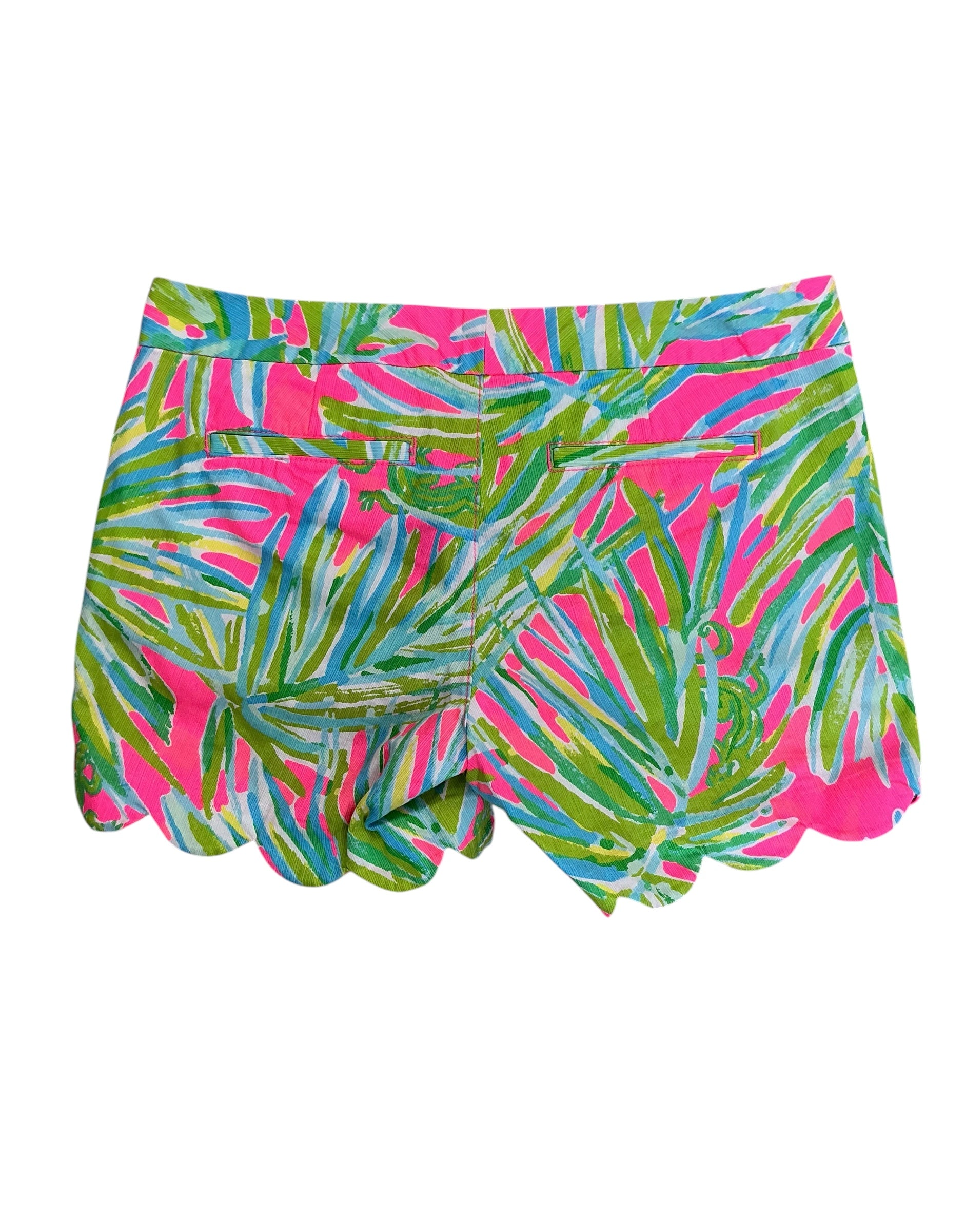 Lilly Pulitzer Buttercup Scalloped Shorts Tiki Pink Royal Lime - Size 0