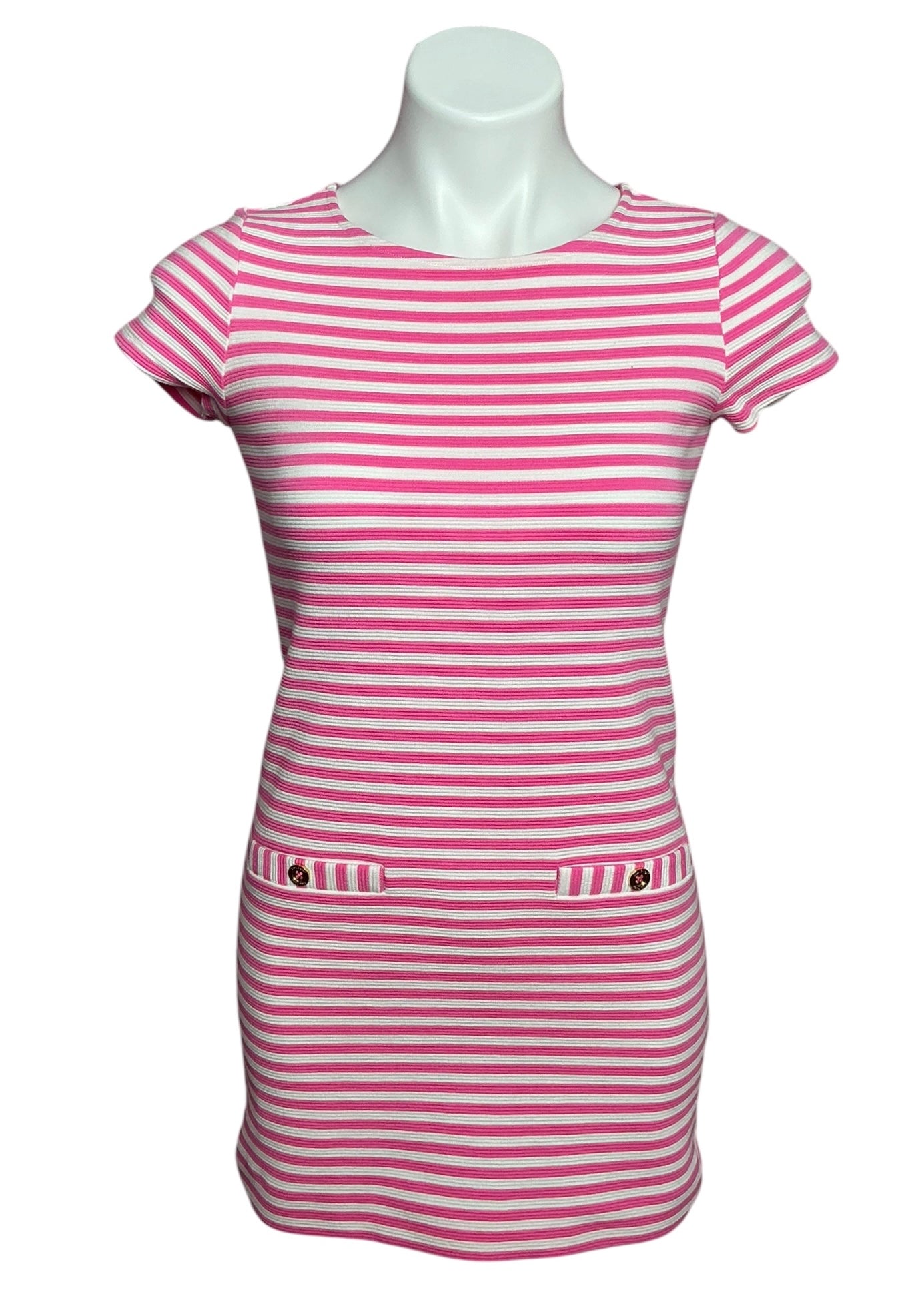 Lilly Pulitzer Girls Little Layton Dress Hotty Pink Ottoman Stripe - Size XL (12-14)