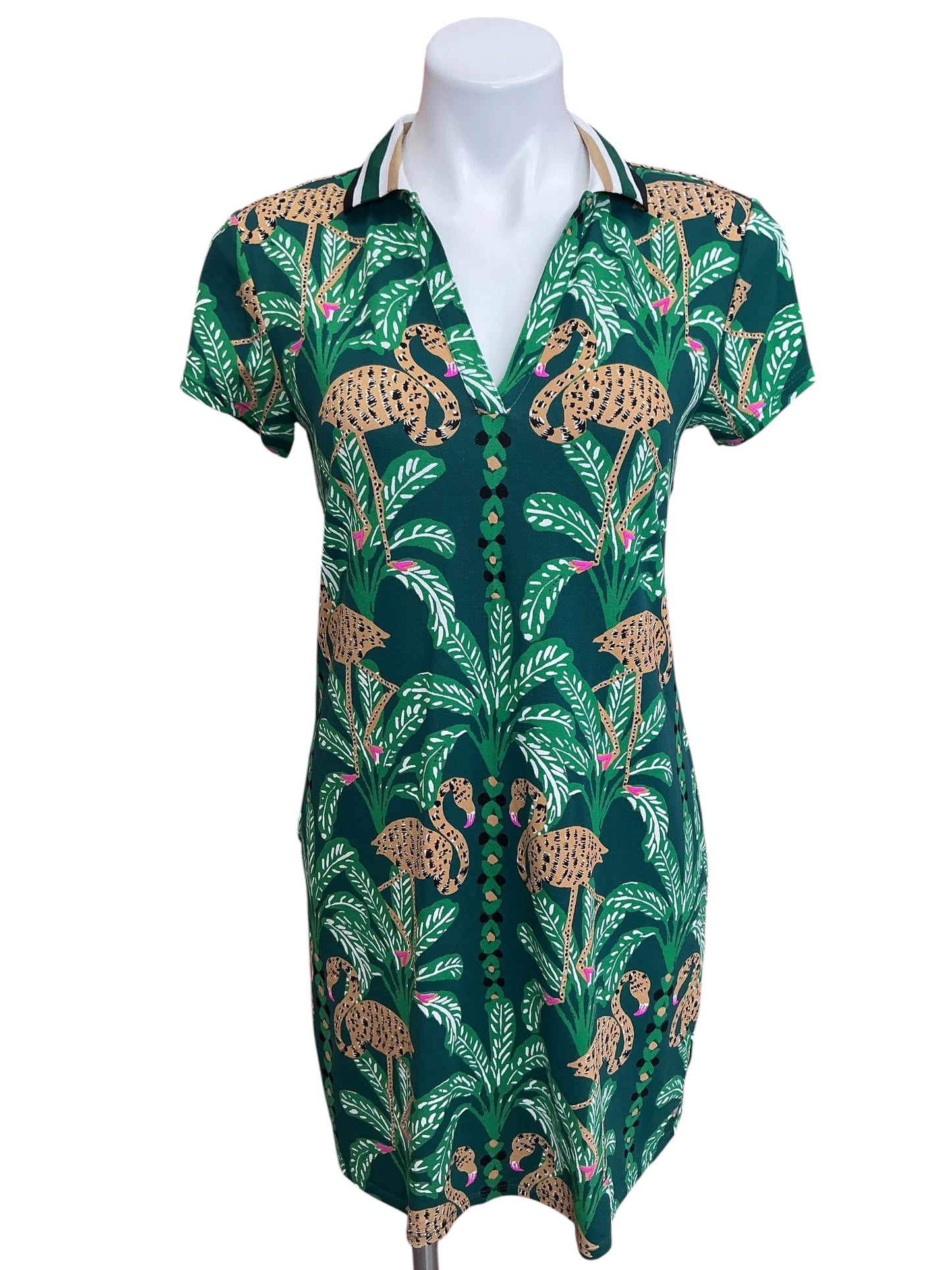 Lilly Pulitzer Frida Scallop Polo Dress Bermuda Green See You Later - Size S