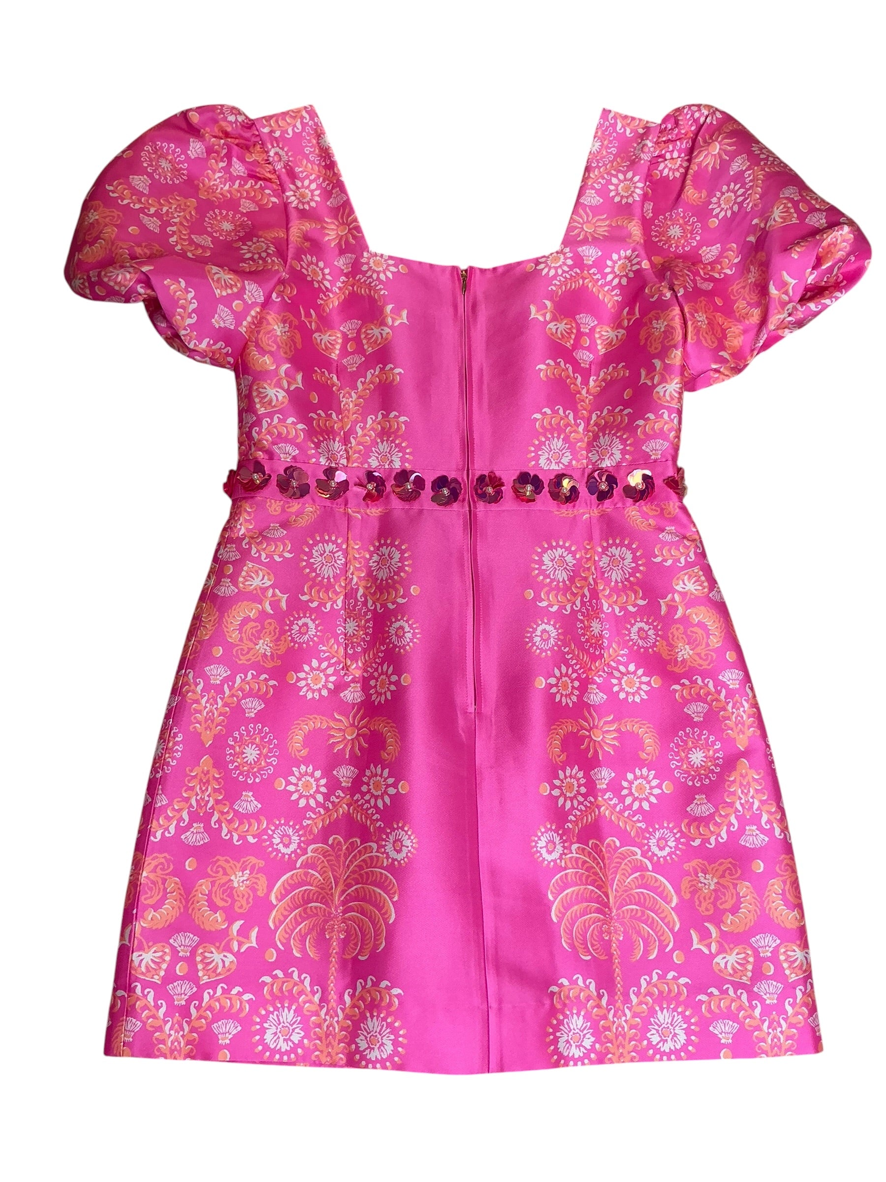 Lilly Pulitzer NWT Cohen Skirted Romper Sun-kissed Pink Breezy Palm Engineered - Size 12