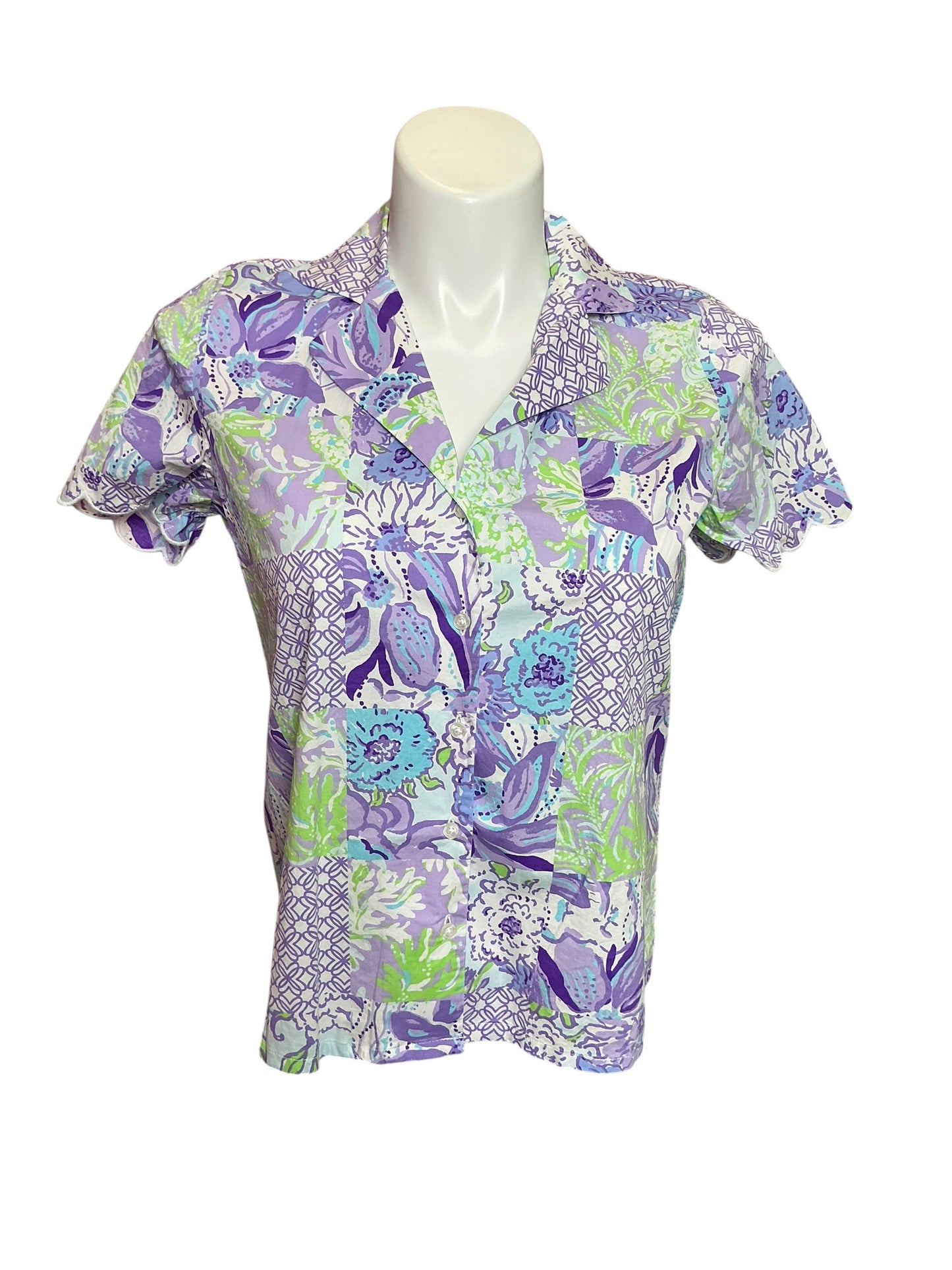 Lilly Pulitzer NWT Marlita PJ Top Multi Juicy Story Patch - Size S