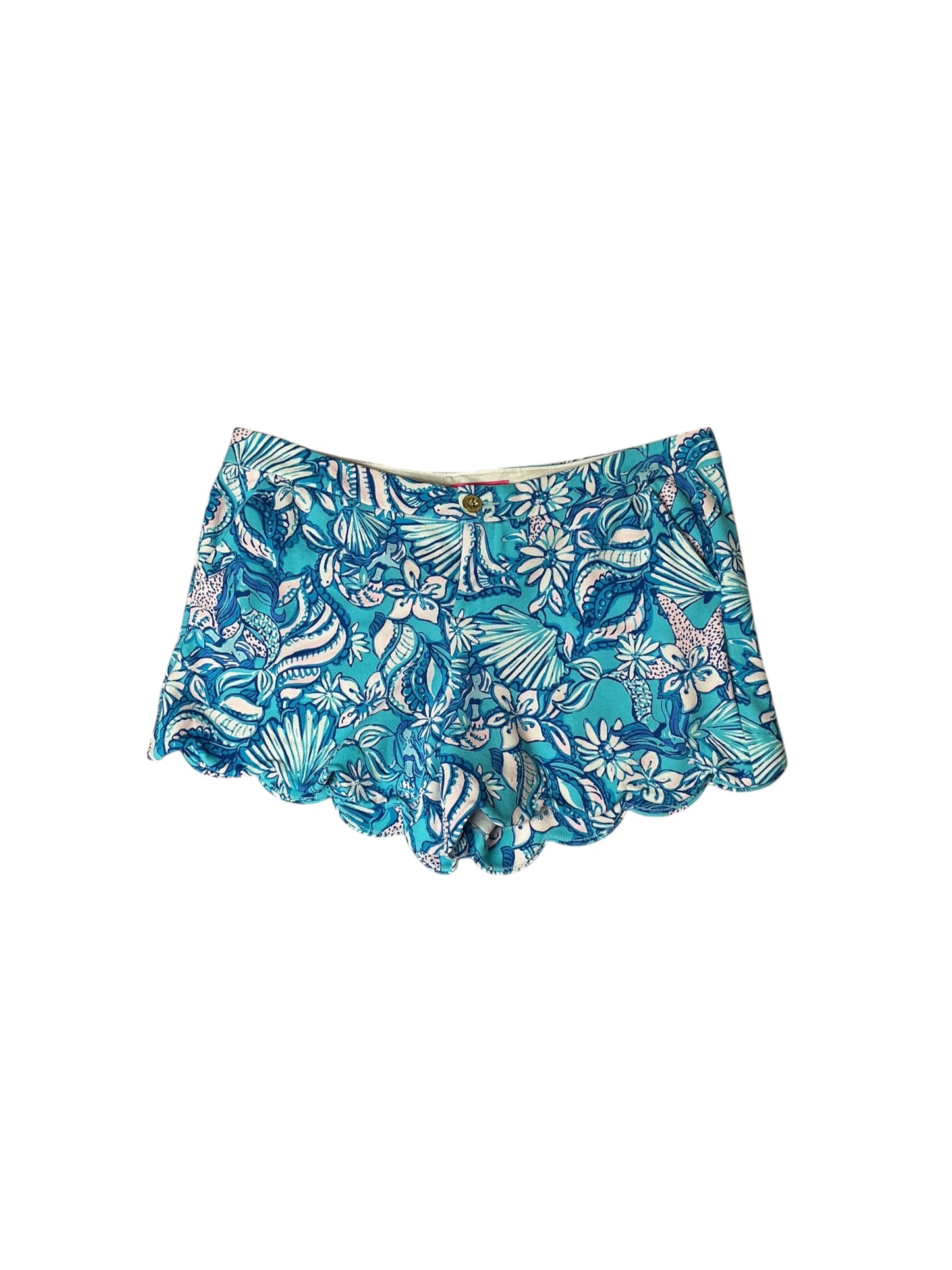 Lilly Pulitzer Buttercup Knit Shorts Amalfi Blue Sound The Sirens - Size 16