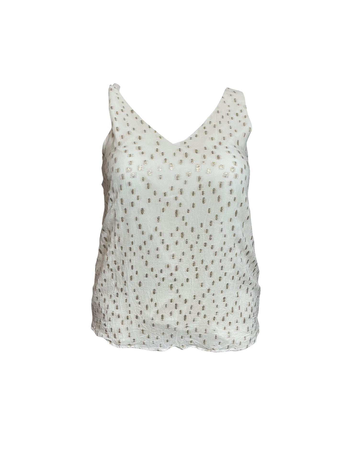 Lilly Pulitzer Florin Silk Tank Top - Coconut Gold Clip Dot - Size L