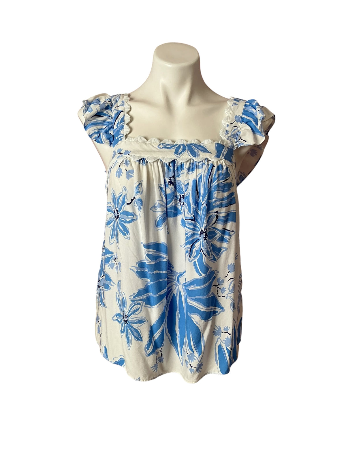 Lilly Pulitzer Gyah Top Resort White Jet Set Jungle - Size XS