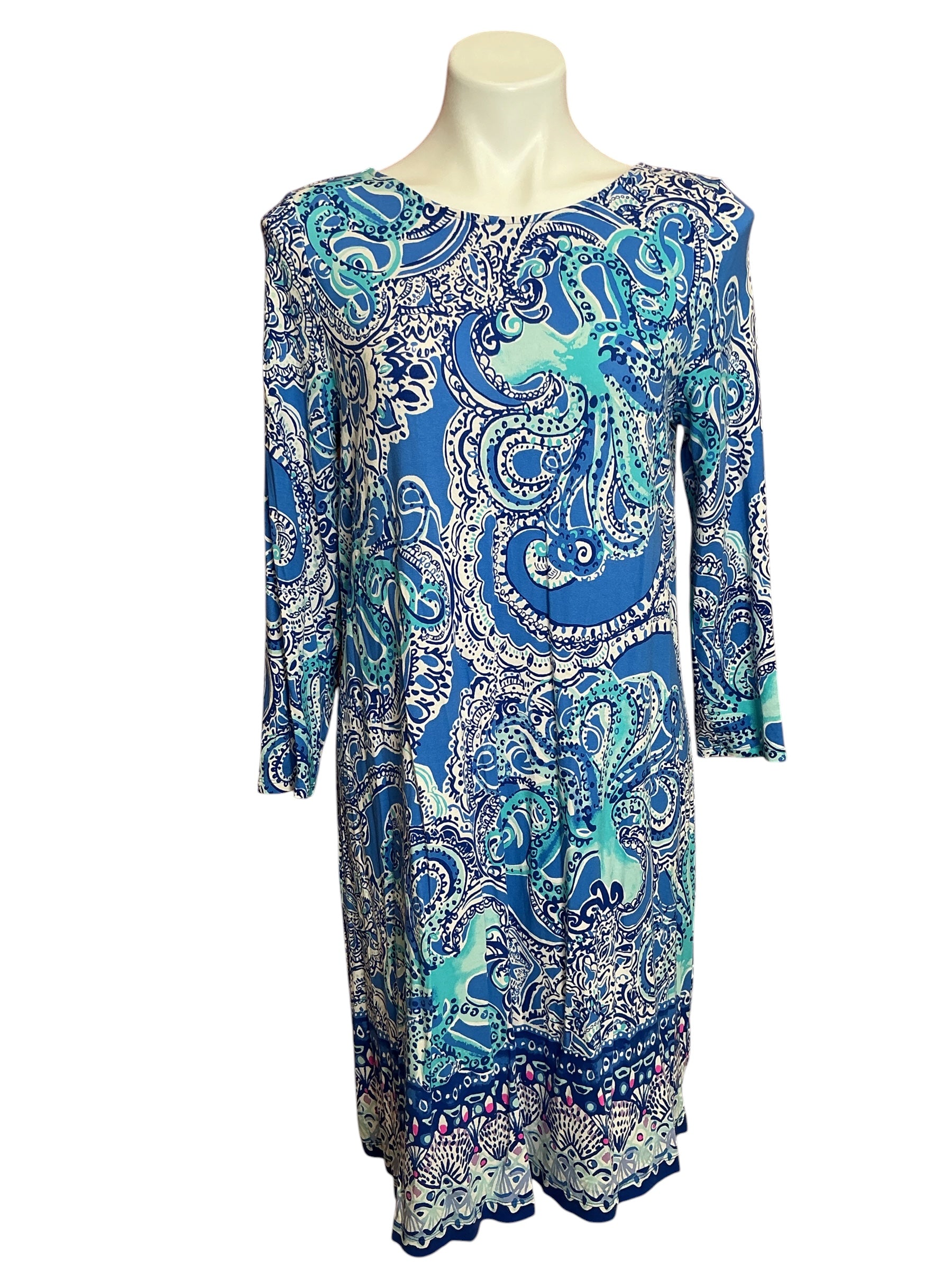 Lilly Pulitzer Ophelia Swing Dress Coastal Blue Legga Sea - Size L