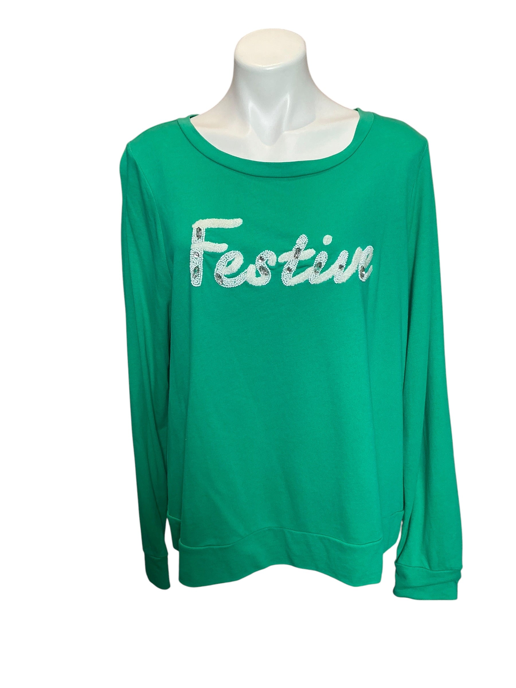 Lilly Pulitzer Rami Sweatshirt Green Coconut Festive - Size XL
