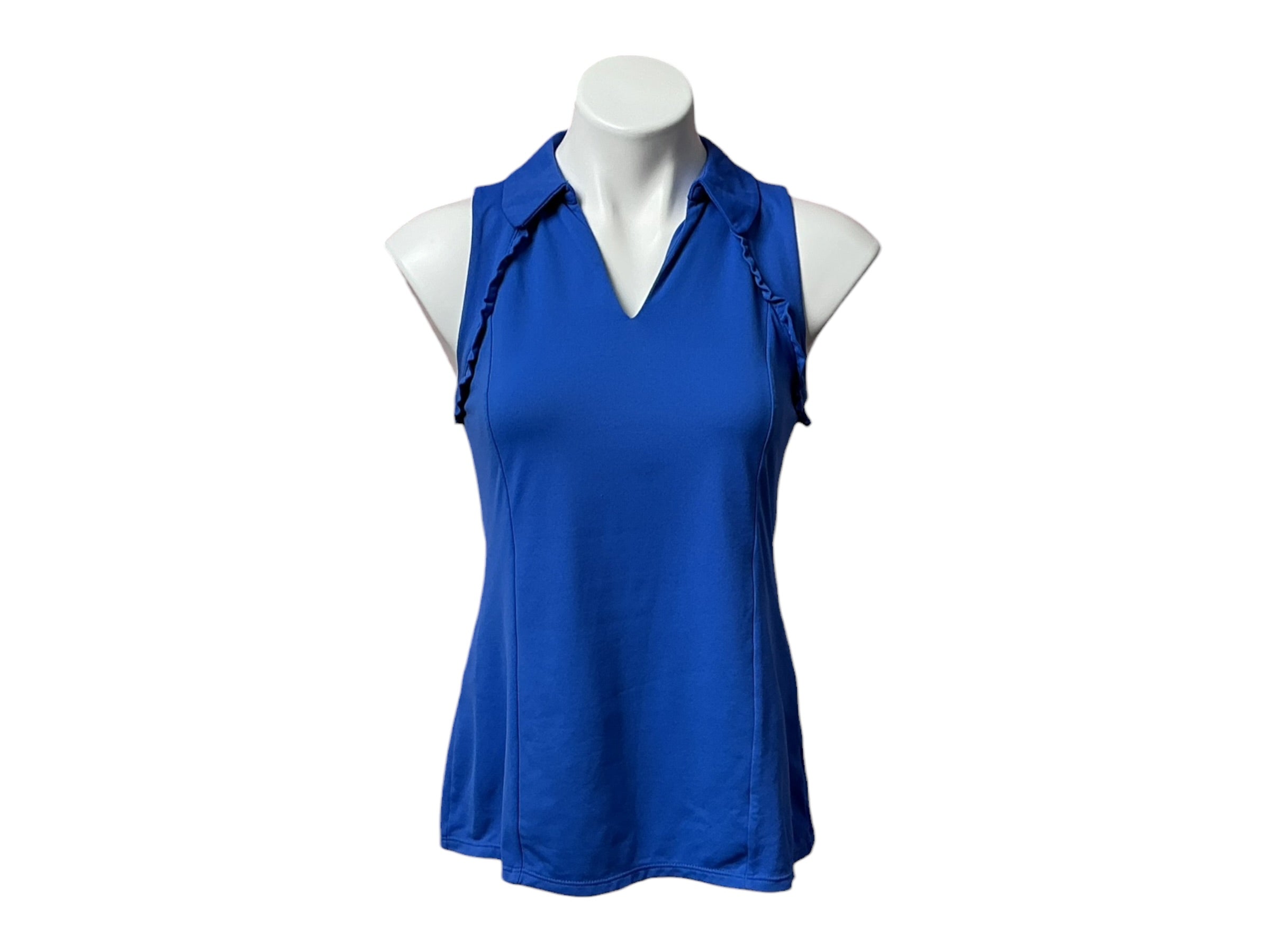 Lilly Pulitzer UPF 50+ Luxletic Martina Sleeveless Polo Top Solid Borealis Blue - Size S