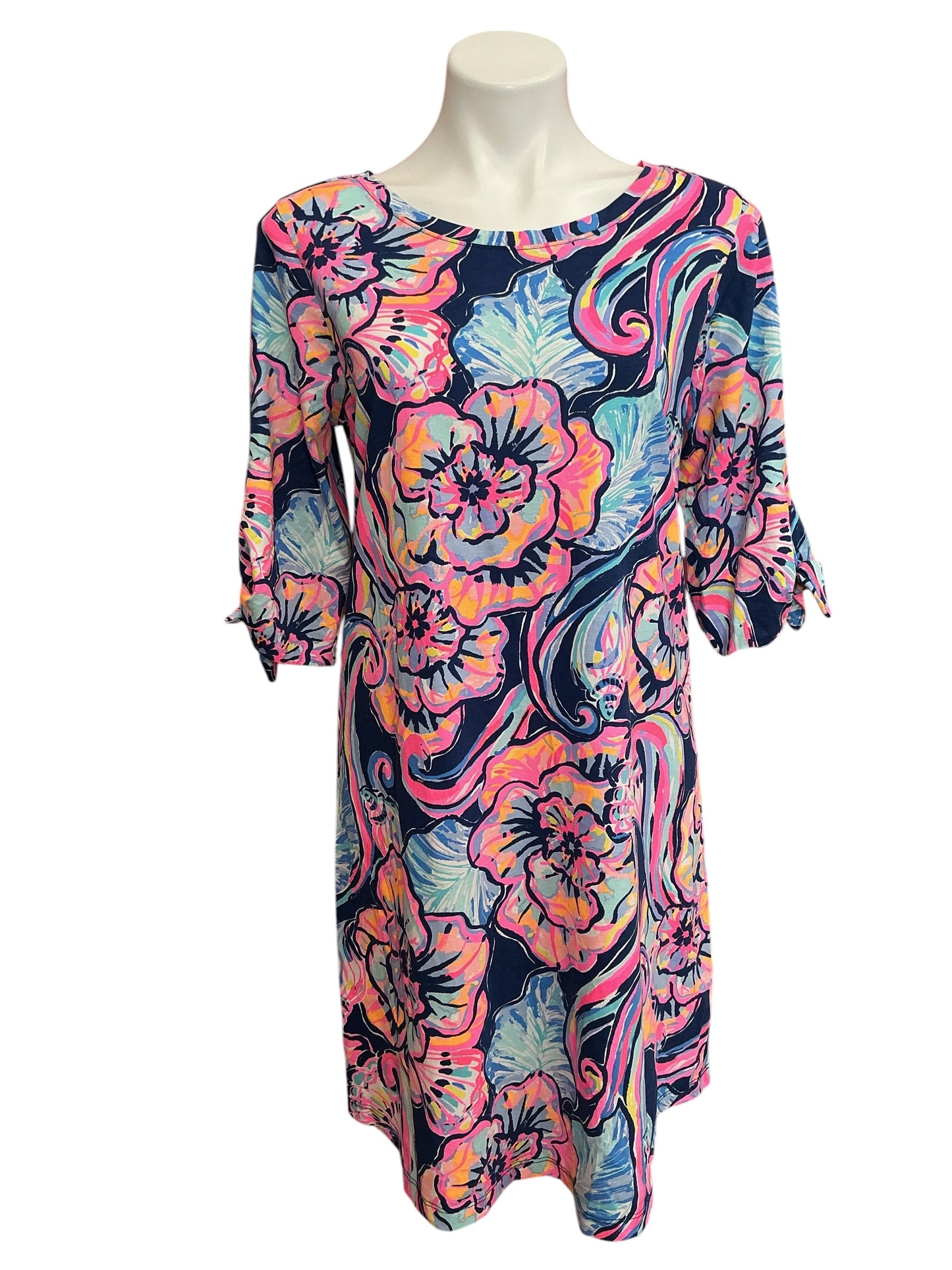 Lilly Pulitzer Preston Shift Dress Nauti Navy Boho Bateau - Size L