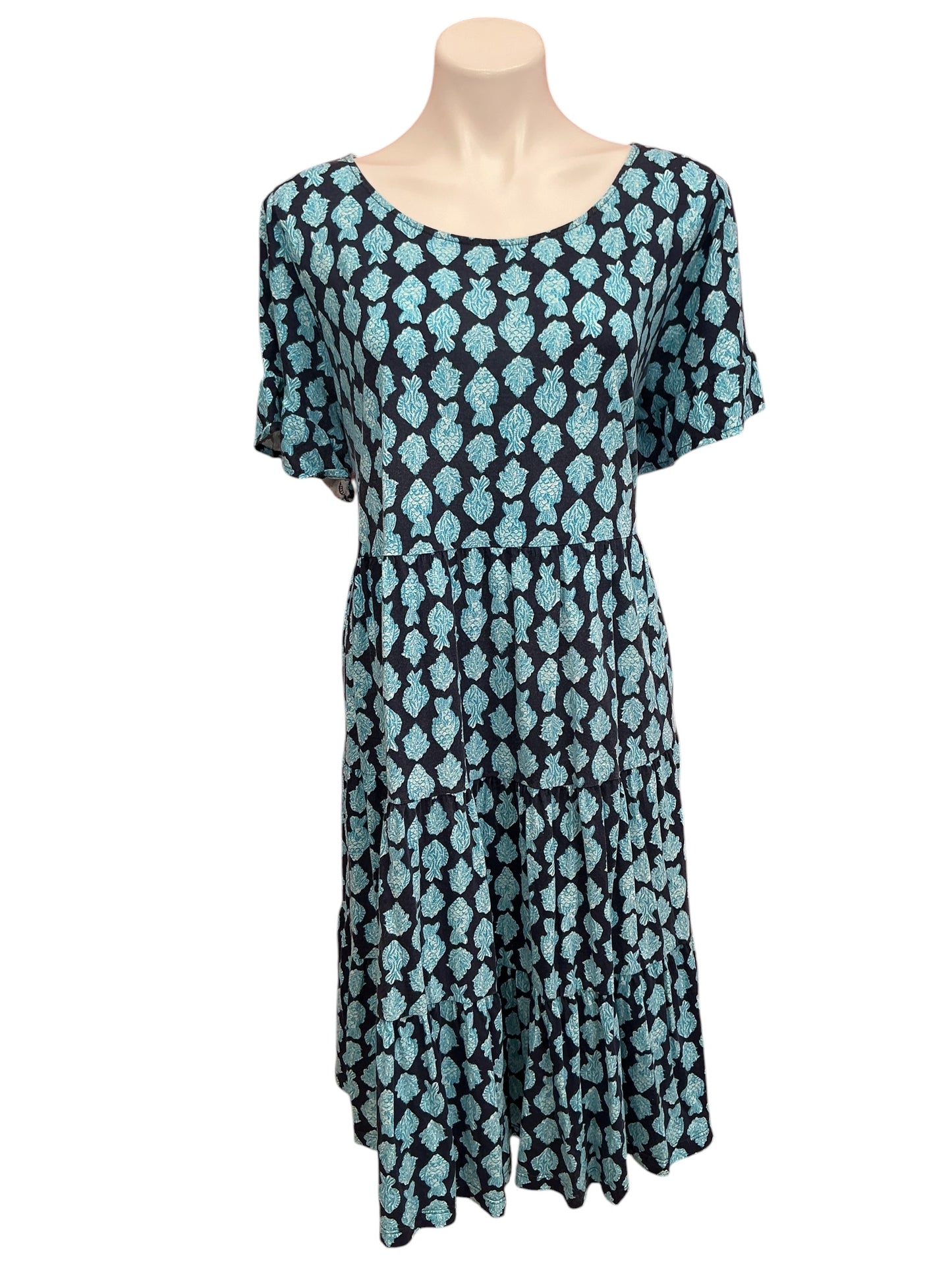 Lilly Pulitzer Jodes Short Sleeve Dress Low Tide Navy Any Fin For You - Size XXL