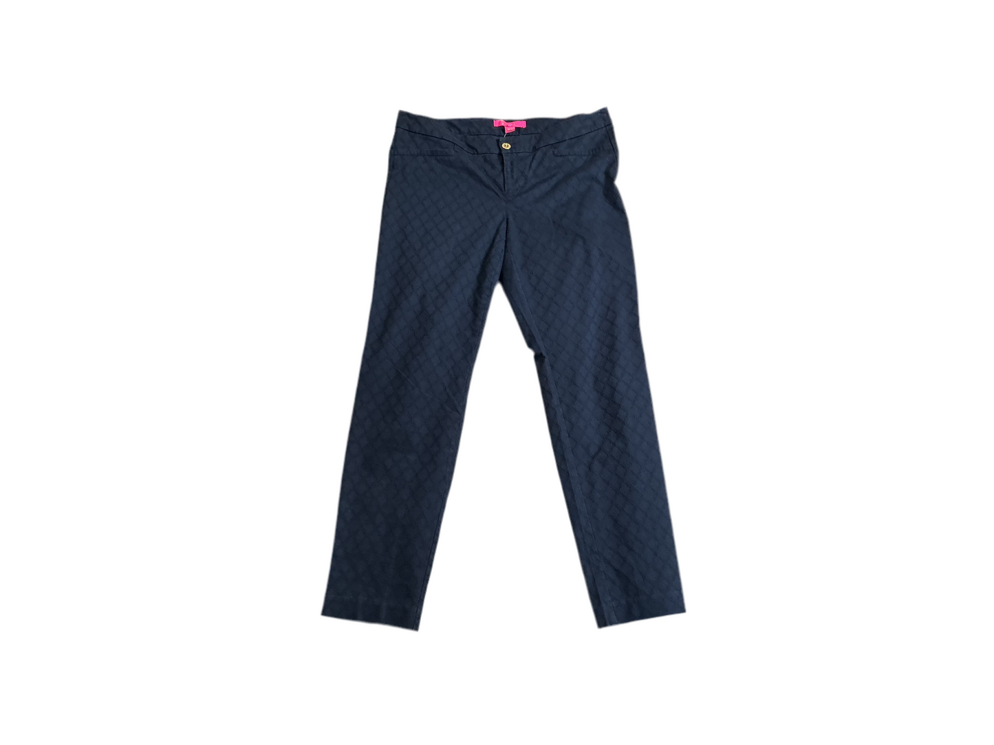 Lilly Pulitzer Kelly Textured Ankle Pants Midnight Navy Mizner Stretch Jacquard - Size 10