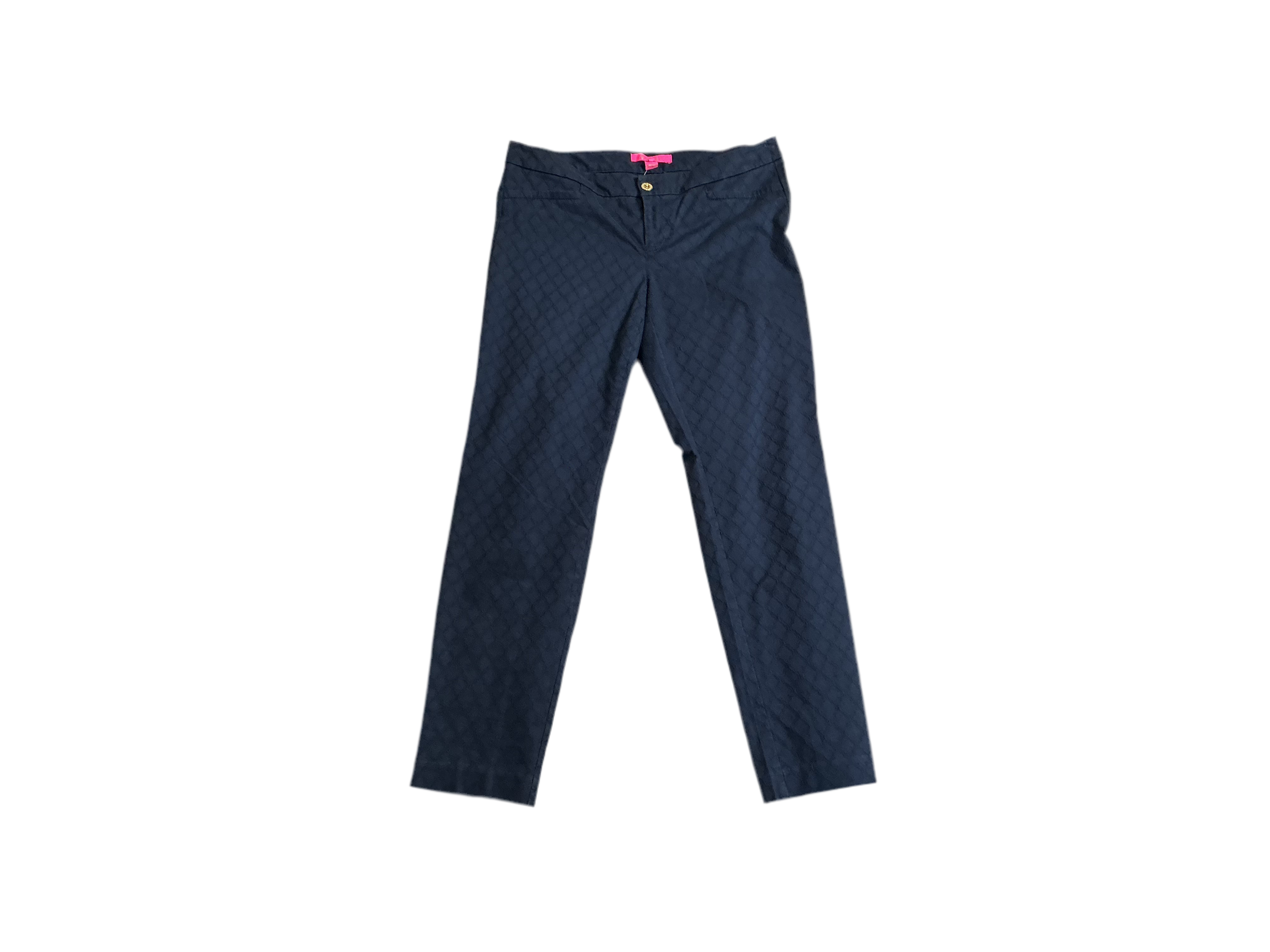 Lilly Pulitzer Kelly Textured Ankle Pants Midnight Navy Mizner Stretch Jacquard - Size 10