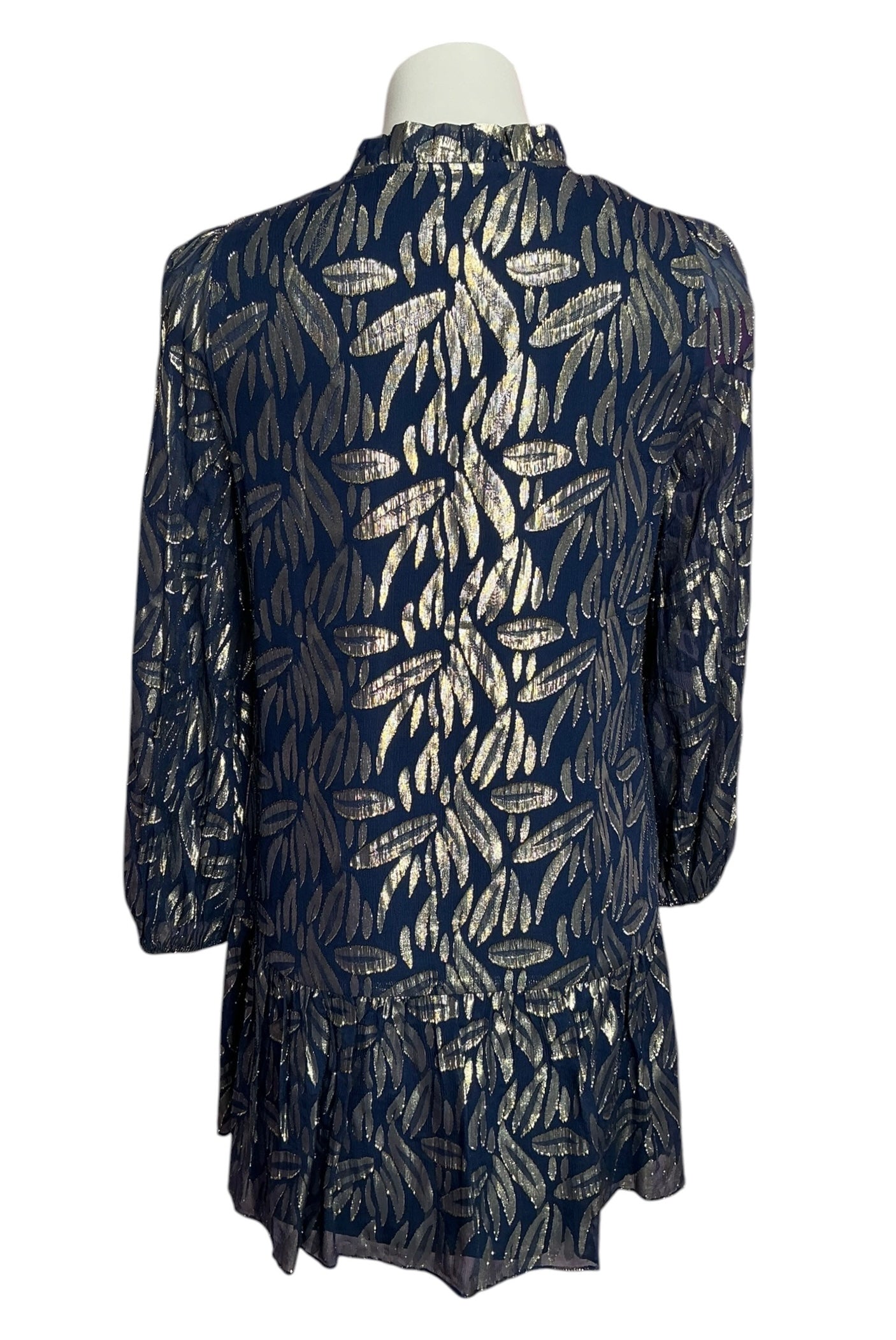 Lilly Pulitzer NWT Evaline Silk Dress Low Tide Navy Leafy Babe Metallic - Size 0