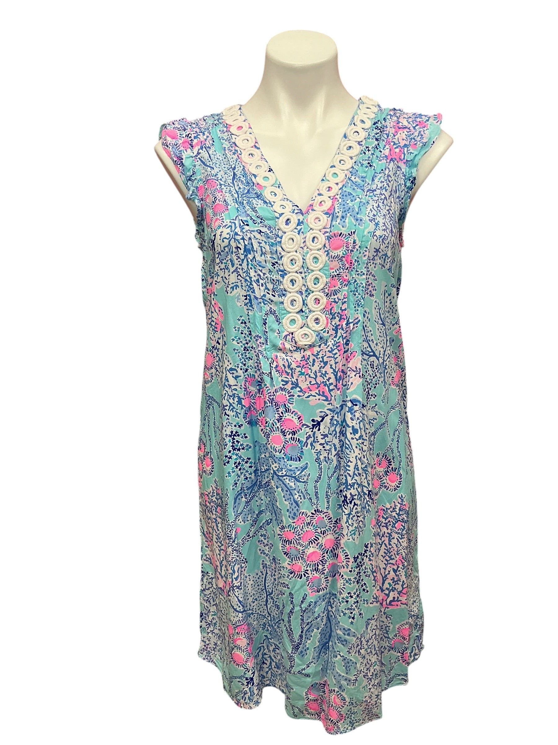 Lilly Pulitzer Joan Tunic Dress Blue Ibiza Now You Sea Me - Size S