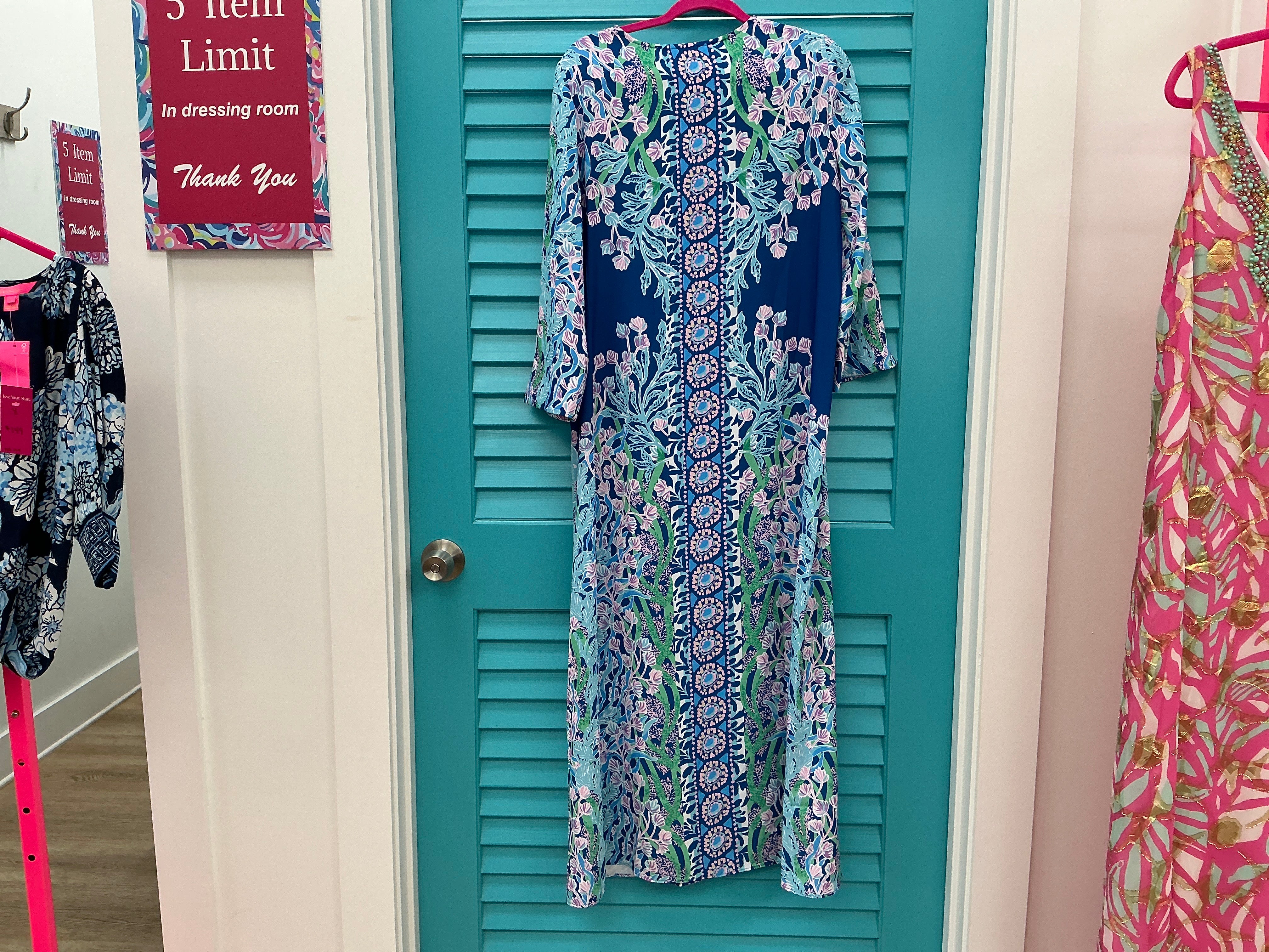 Lilly Pulitzer NWT Noland Maxi Dress Barton Blue Seacret Escape Engineered Woven Maxi Dress - Size 6
