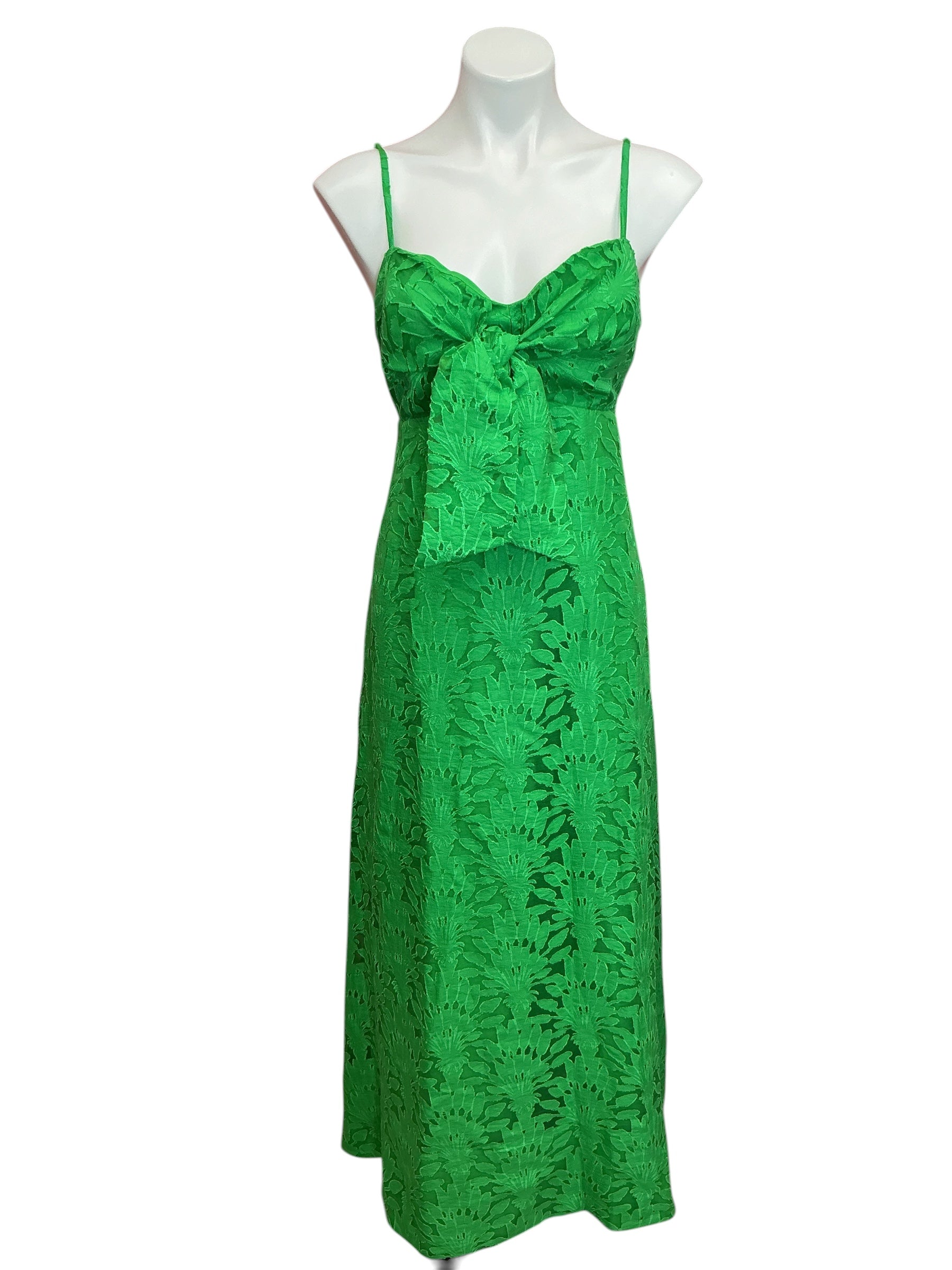 Lilly Pulitzer Sarahlynne Maxi Dress Fauna Green Stacked Palm Burnout - Size 14