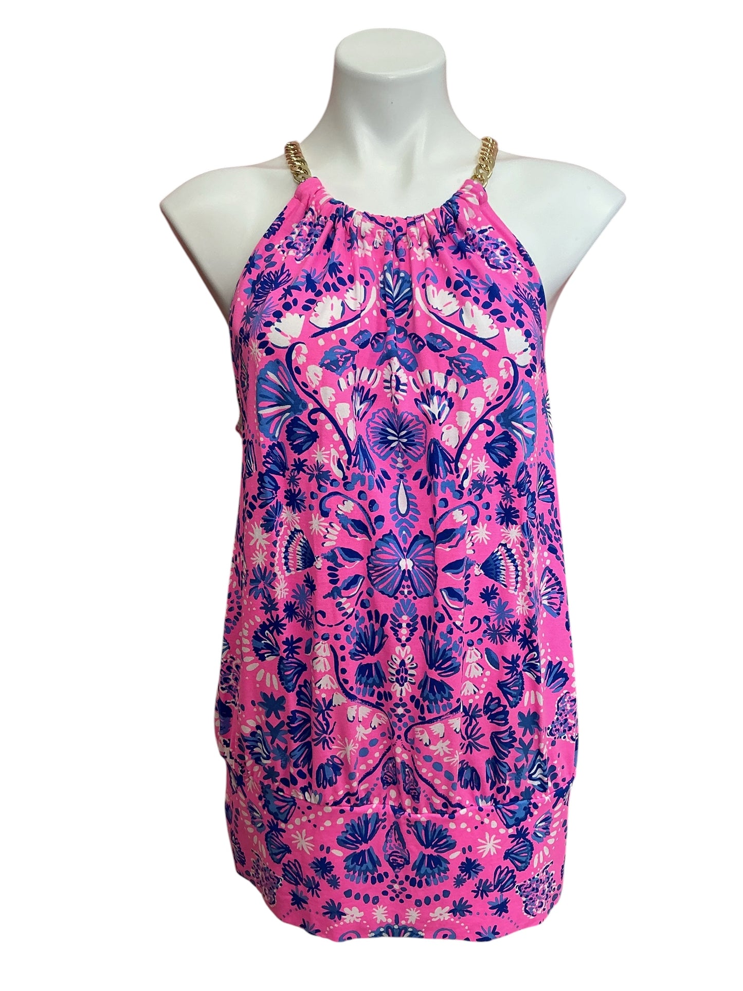 Lilly Pulitzer Bowen Halter Top Havana Pink Turtle Tidepool Engineered - Size XL