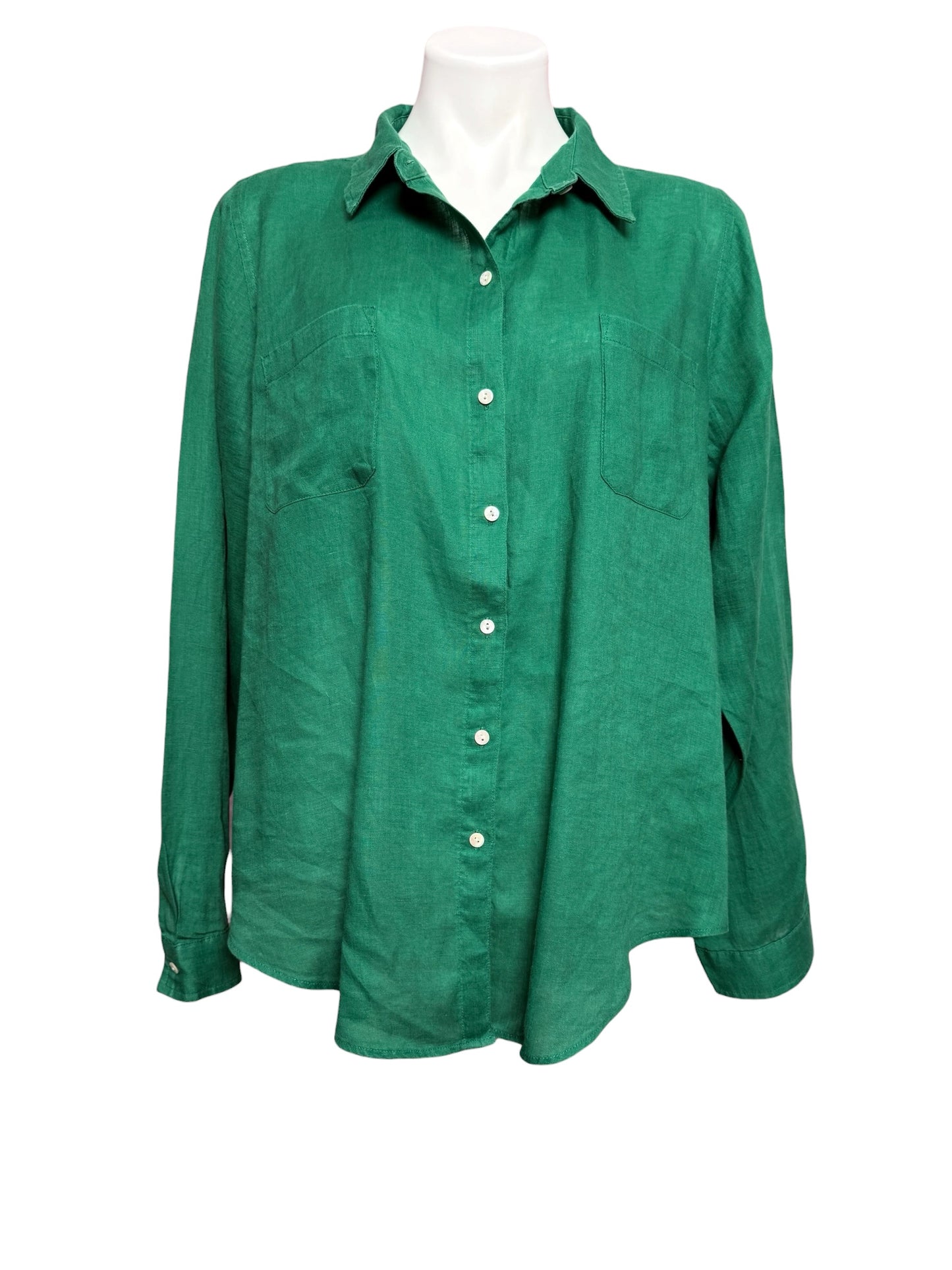 Lilly Pulitzer- Sea View Linen Button-Down Shirt Ever In Green Size XL