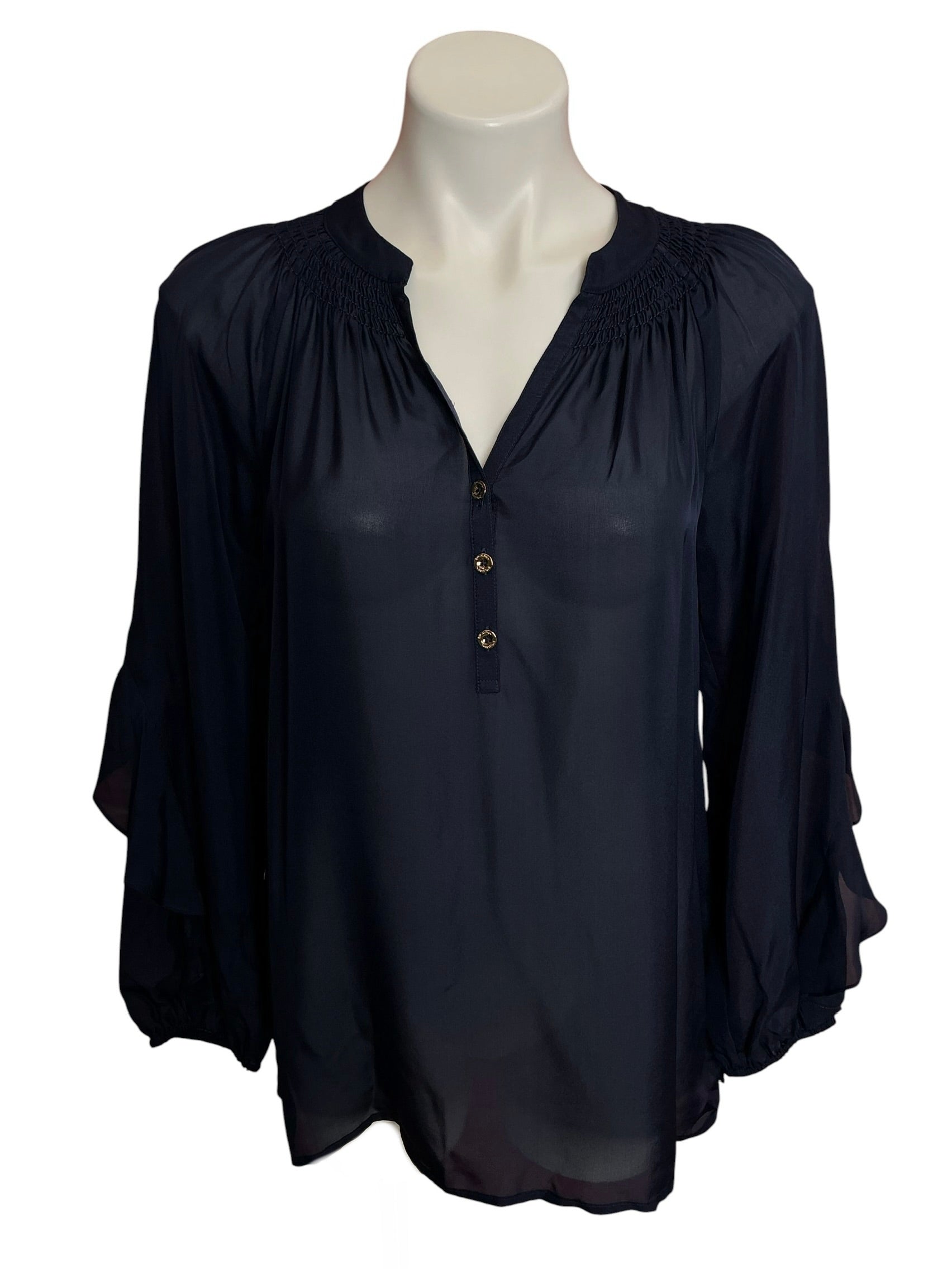 Lilly Pulitzer NWT Elsa Silk Ruffle Top True Navy - Size S