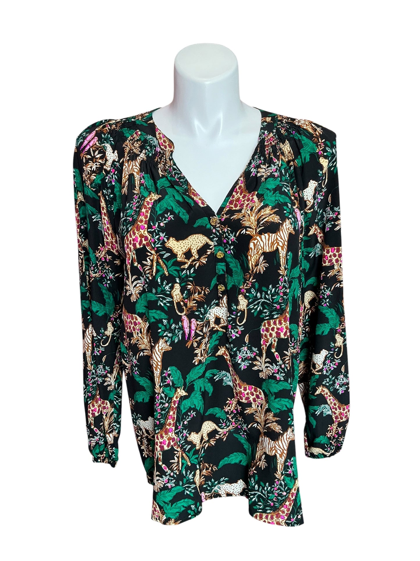 Lilly Pulitzer Elsa Silk Top Multi Dancing in the Moonlight - Size XL