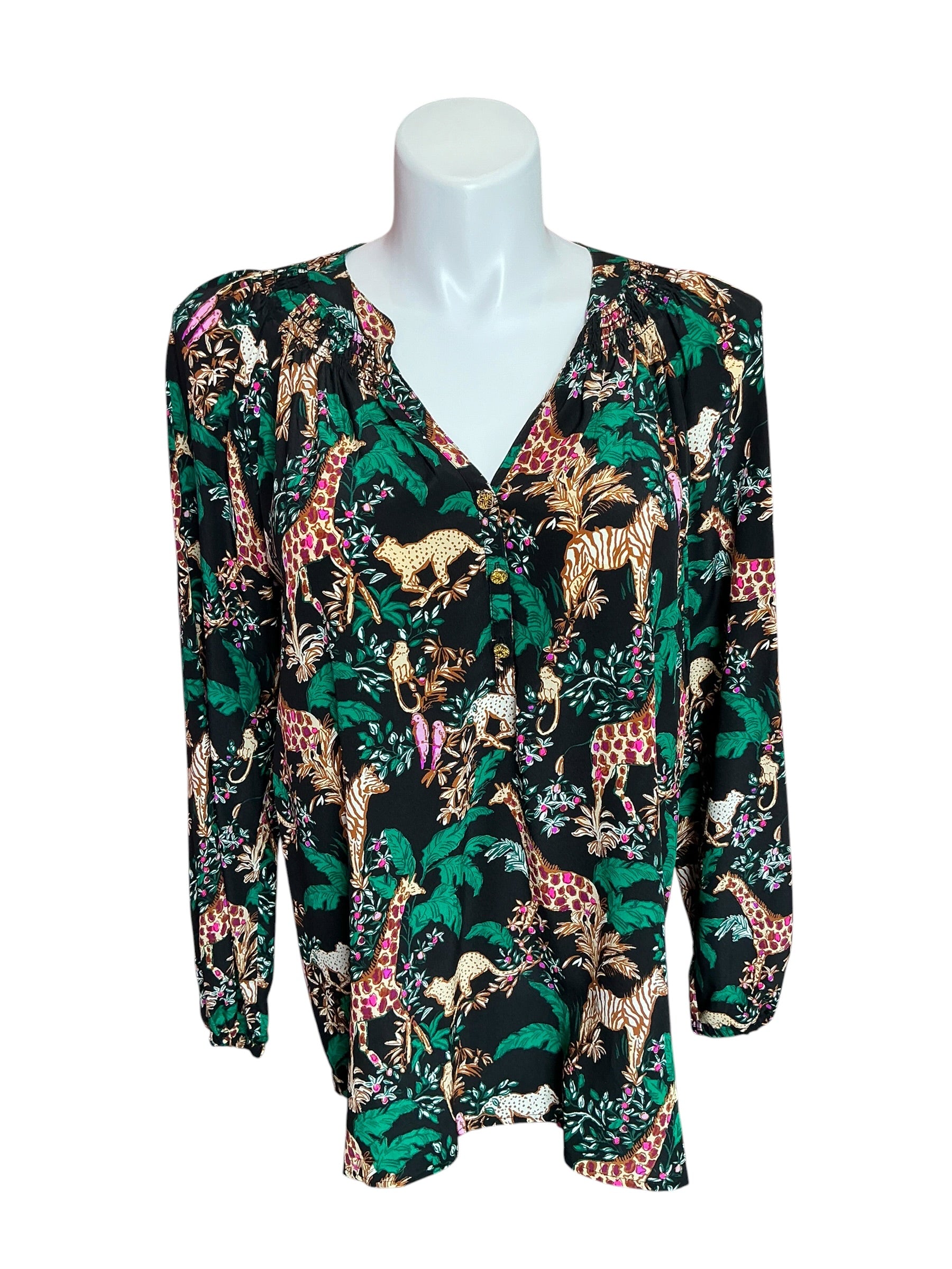 Lilly Pulitzer Elsa Silk Top Multi Dancing in the Moonlight - Size XL