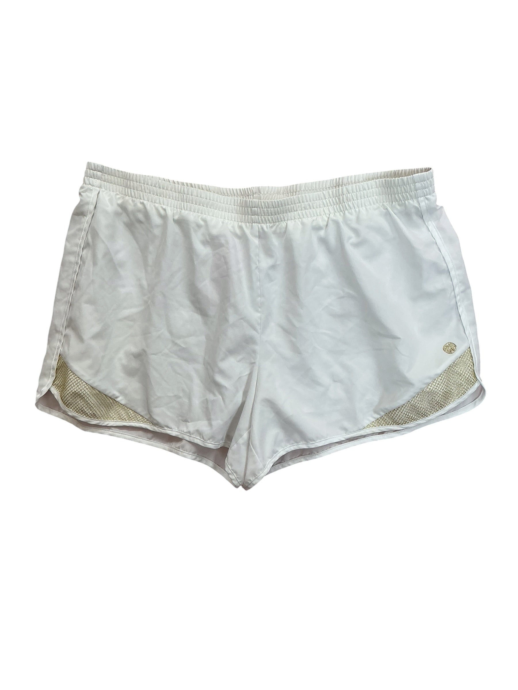 Lilly Pulitzer Luxletic Ocean Trail Shorts Resort White Gold Trim - Size XL