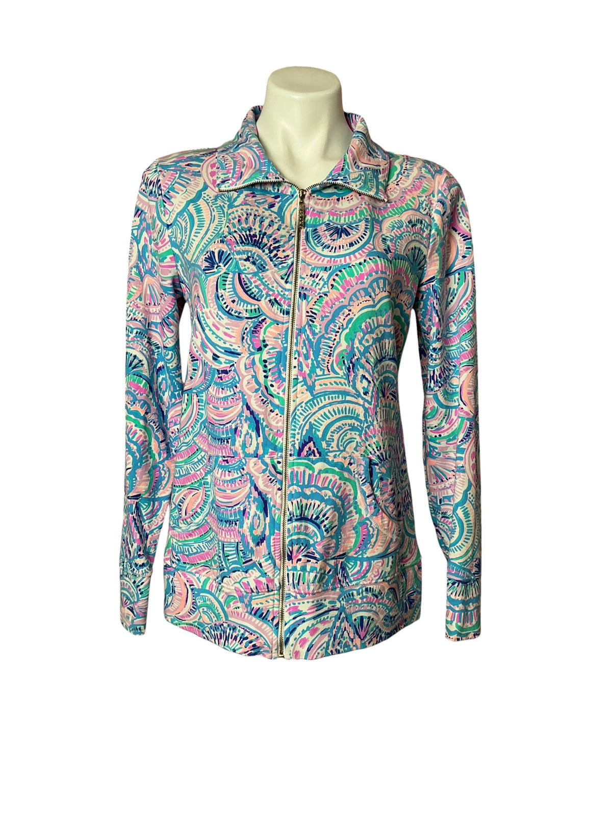 Lilly Pulitzer Leona Zip-Up Jacket Multo Happy As A Clam - Size M