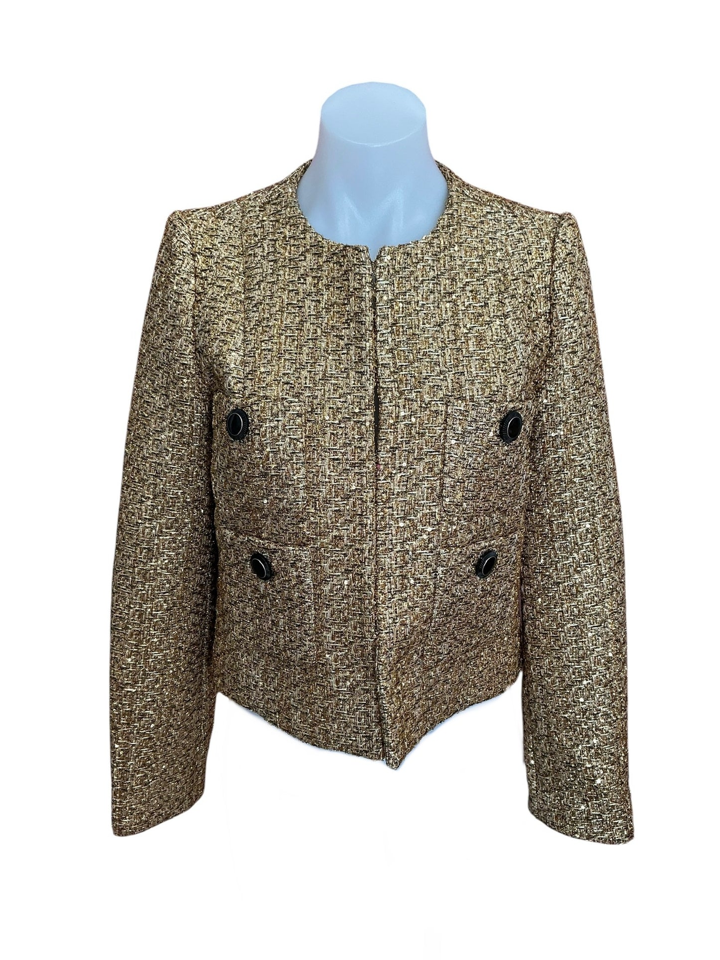 Lilly Pulitzer NWT Rohana Boucle Jacket Gold Metallic Golden Glow Boucle - Size 00