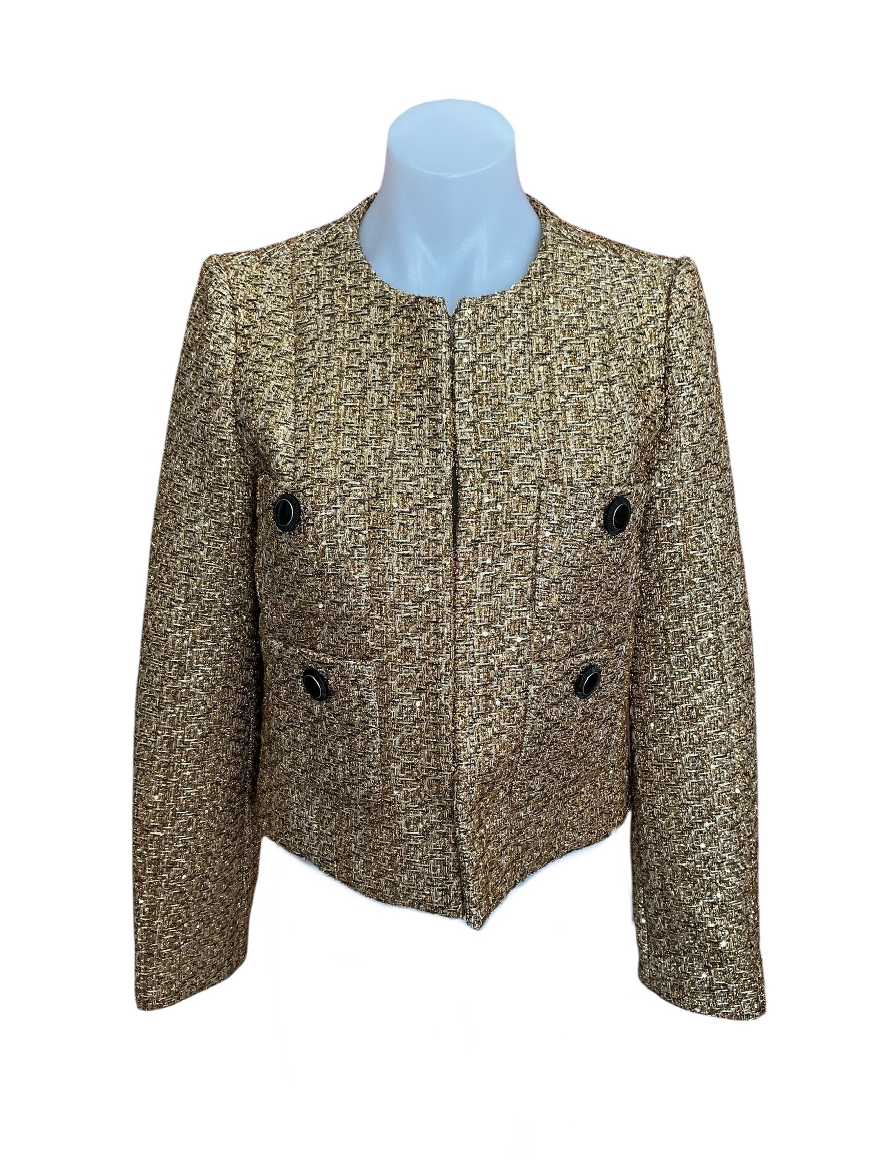Lilly Pulitzer NWT Rohana Boucle Jacket Gold Metallic Golden Glow Boucle - Size 00