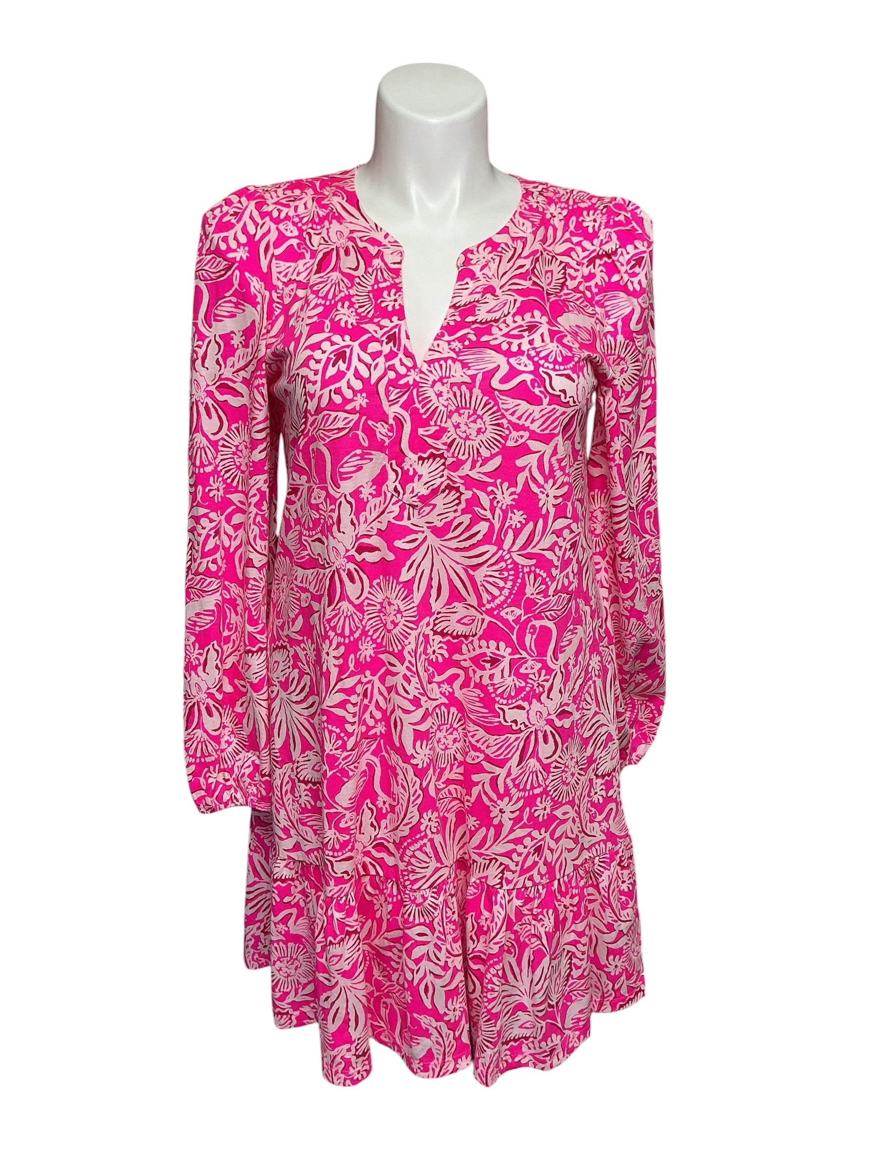 Lilly Pulitzer NWT Alyssa Long Sleeve Dress - Passion Fruit Pink Absolutely Flamazing - Size L