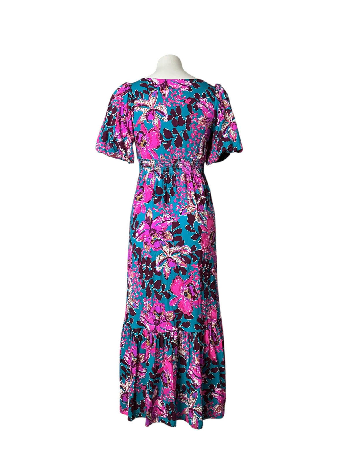Lilly Pulitzer Holloway Elbow Sleeve Midi Dress Blue Rhapsody Orchid You Not - Size XS