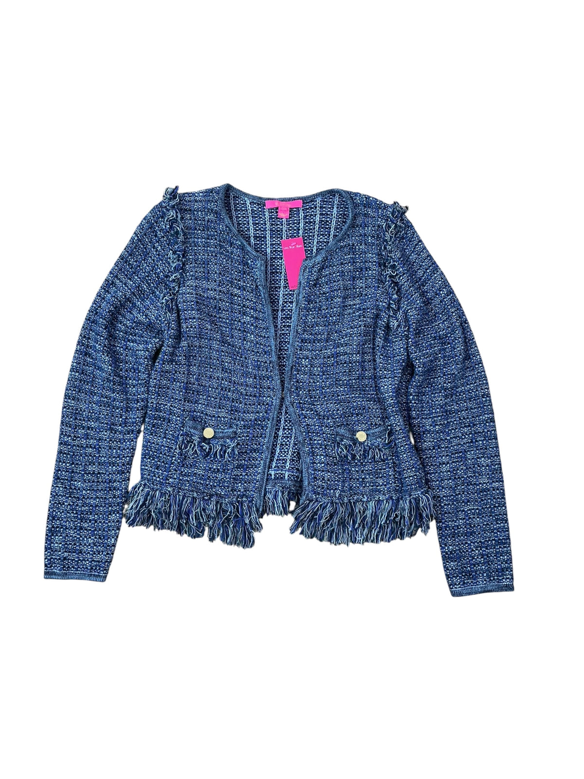 Lilly Pulitzer Simora Cardigan Oyster Bay Navy Exotic Tweed - Size XL