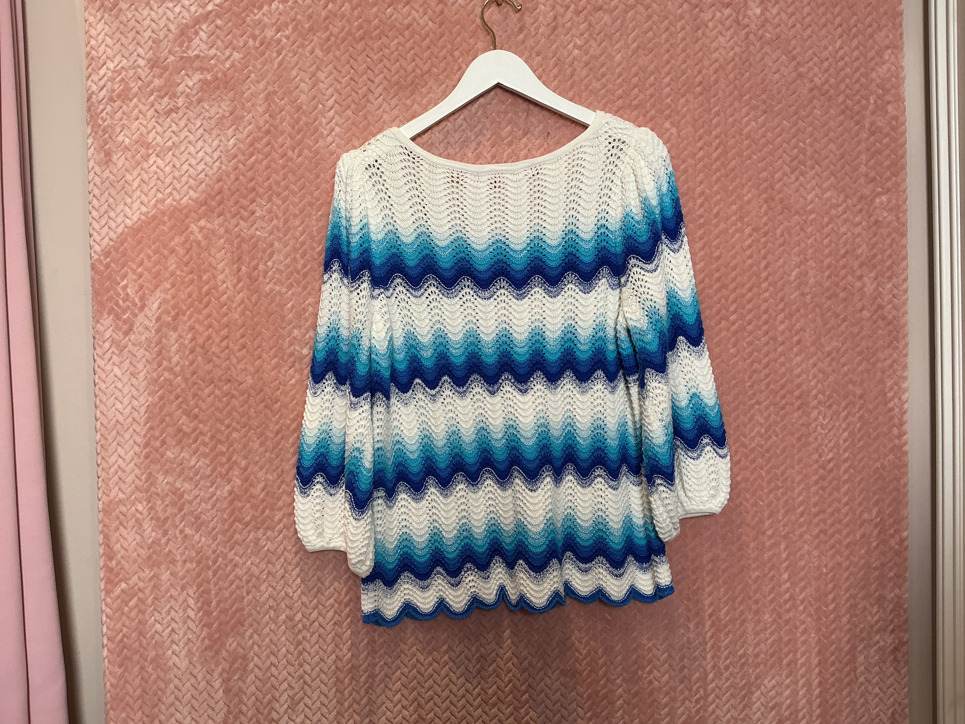 Lilly Pulitzer NWT Navana Sweater Bermuda Blue Gypsy Wave Stripe - Size XL