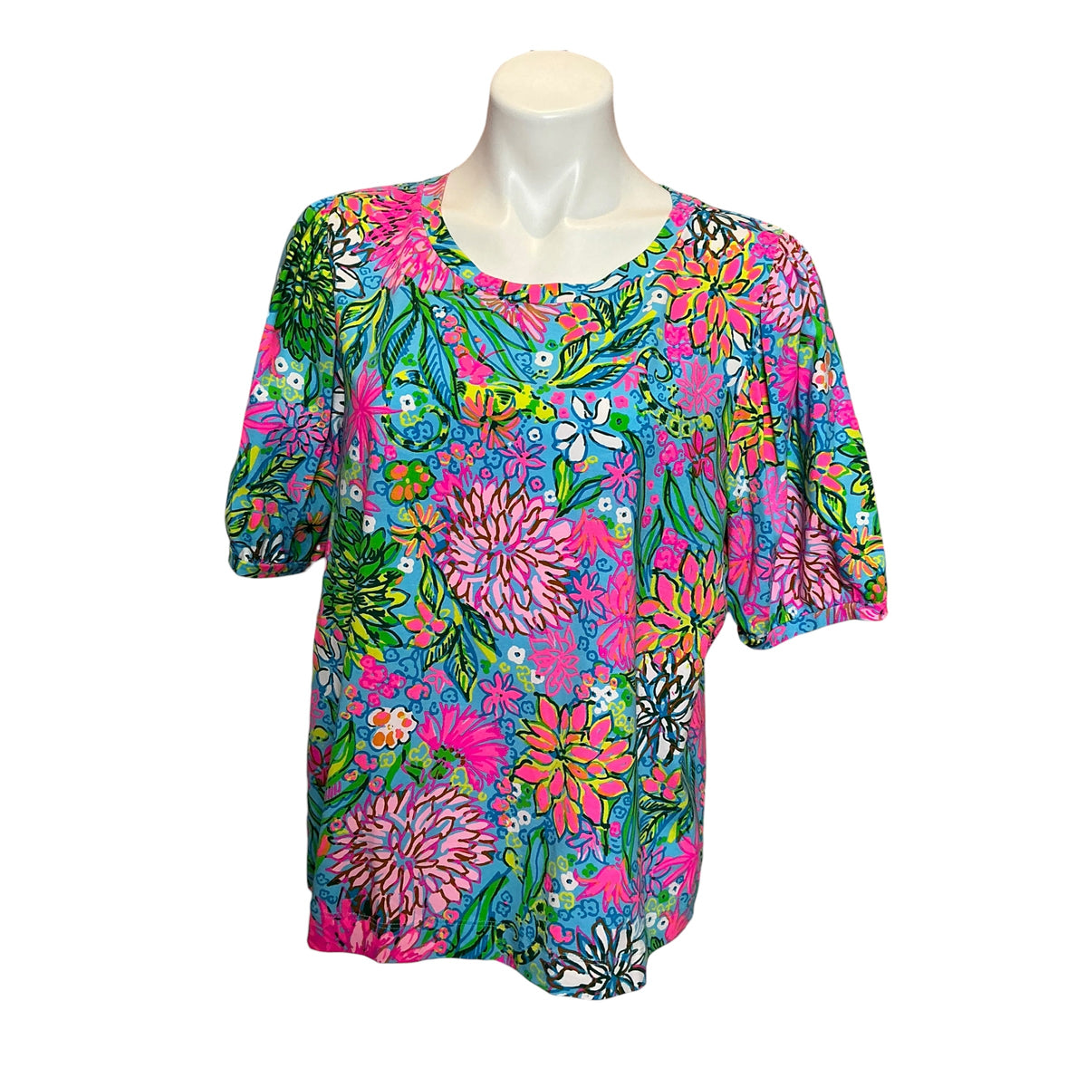 Lilly Pulitzer Rhett Knit Top Seabreeze Blue Walking on Sunshine - Size XXL