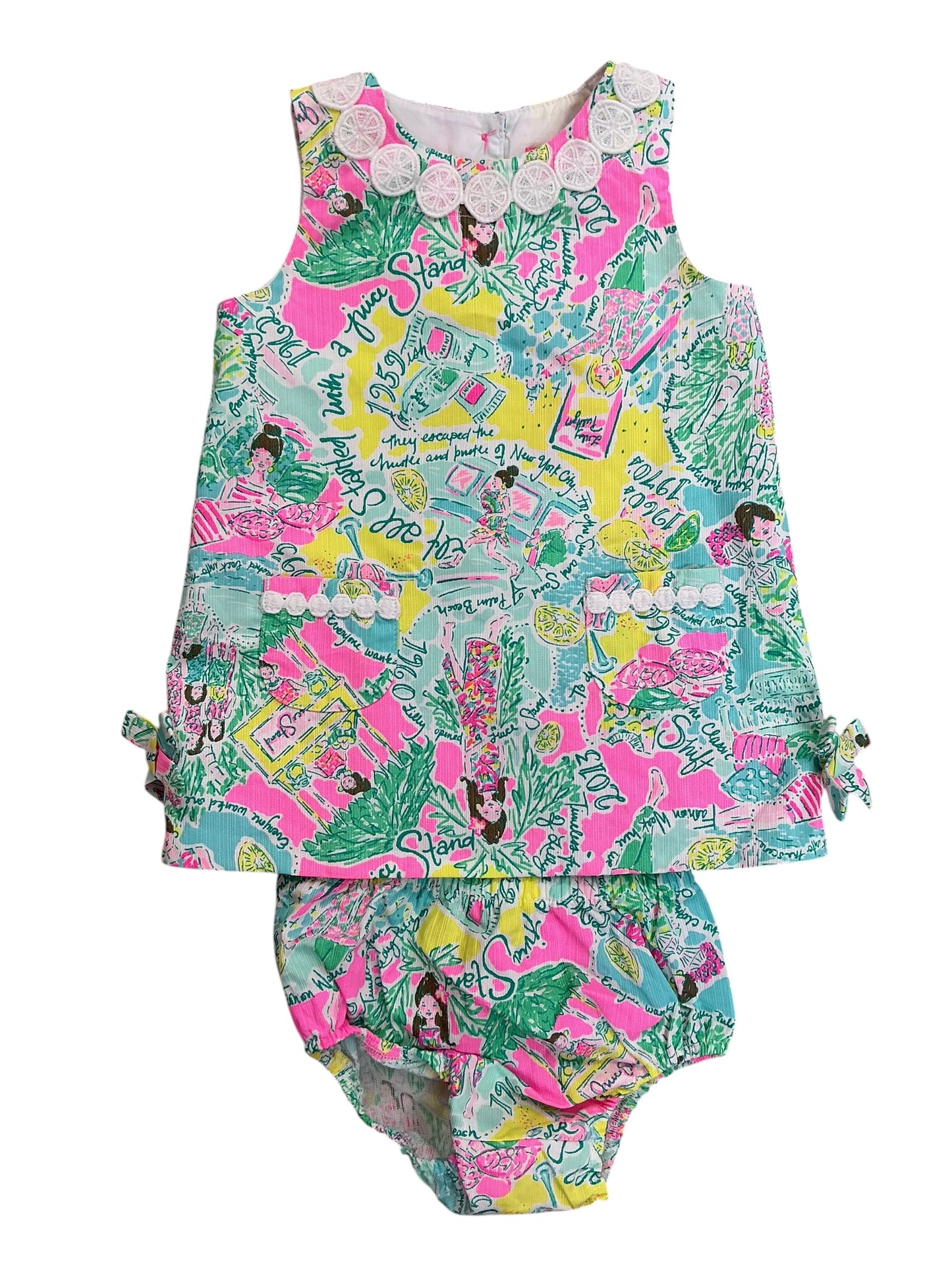 Lilly Pulitzer Kids Girls 2PC Set Baby Lilly Shift Dress In The Beginning - Size 18-24 MO