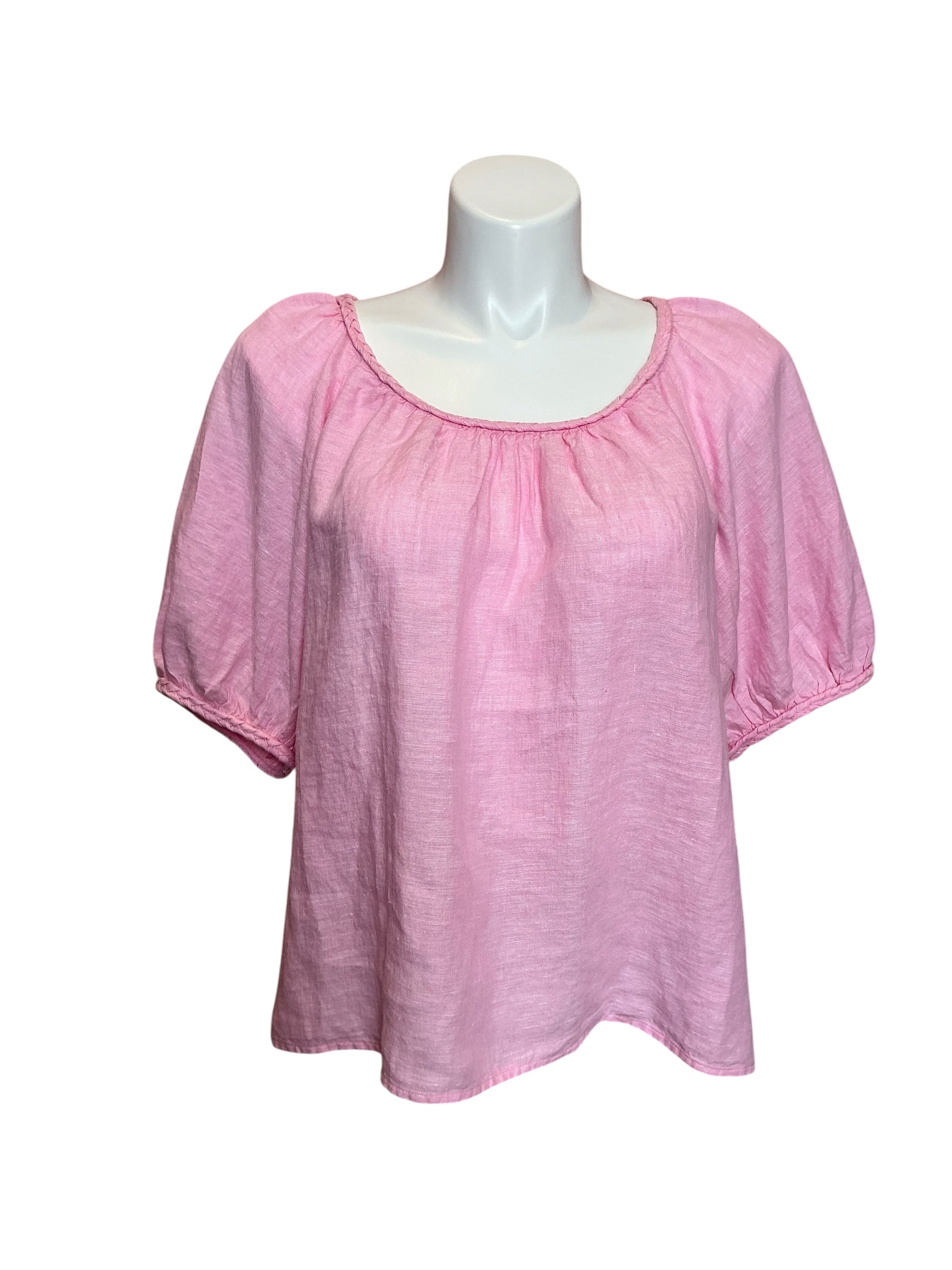 Lilly Pulitzer NWT Calais Short Sleeve Top Conch Shell Pink X Resort White - Size XXL