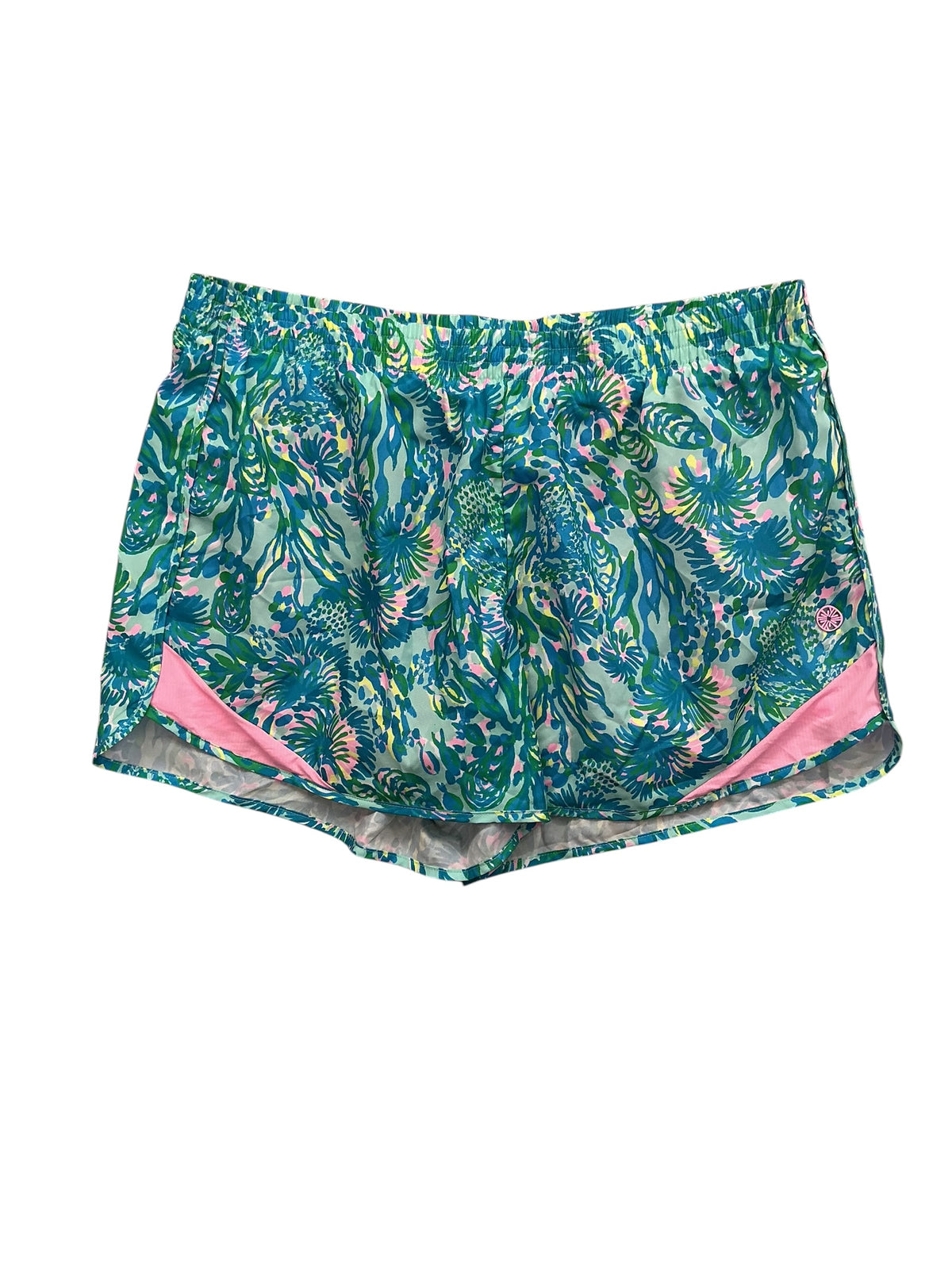 Lilly Pulitzer Luxletic Ocean Trail Shorts Maldives Green Turtle Wave - Size M